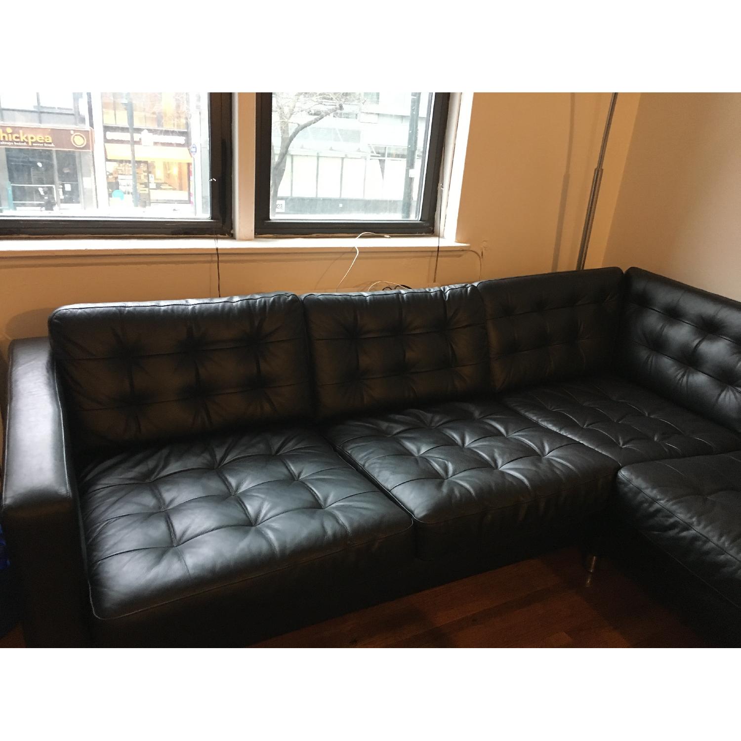 Ikea Landskrona Black Faux Leather Sectional Sofa AptDeco