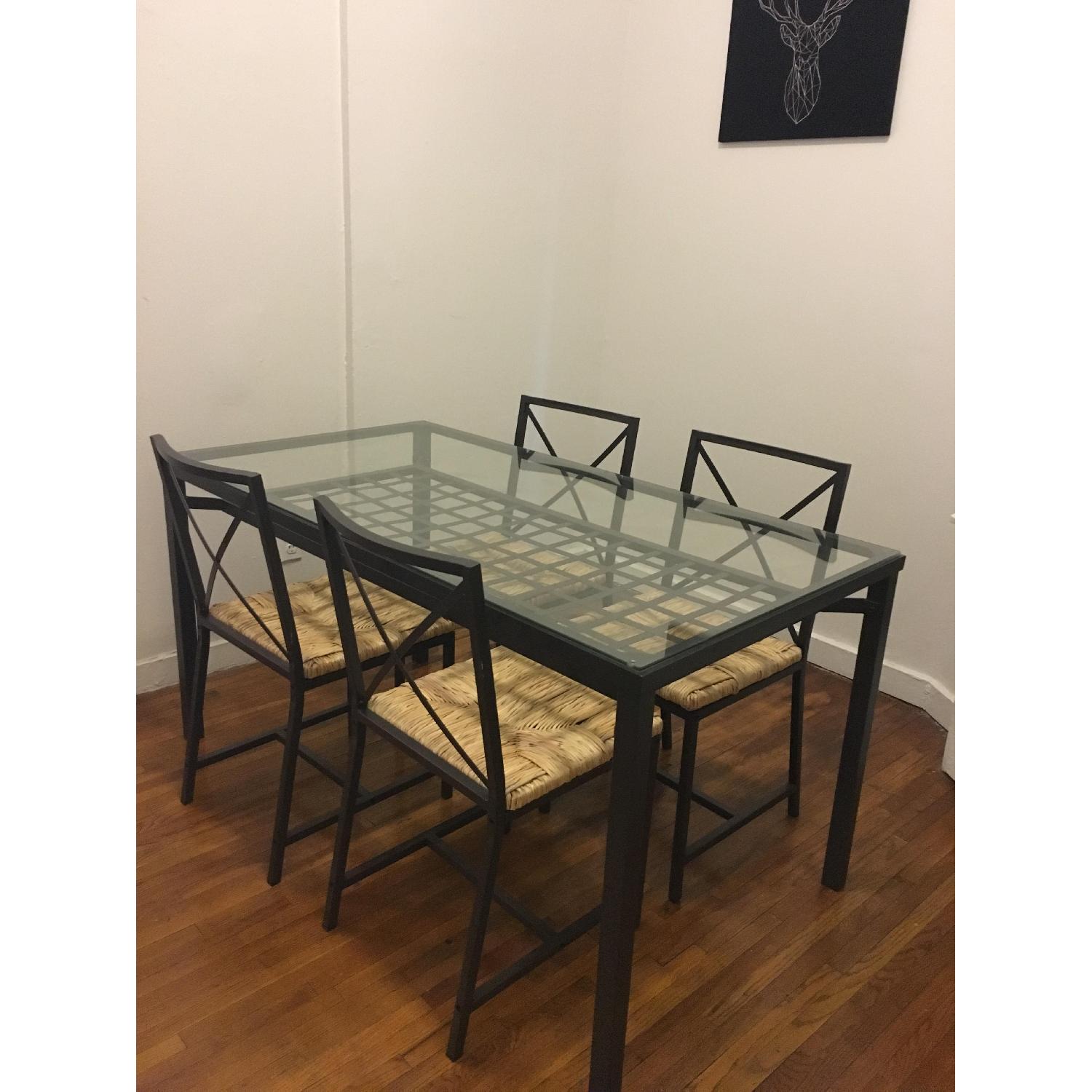 Ikea Black Glass Dining Table w/ 4 Chairs - image-1