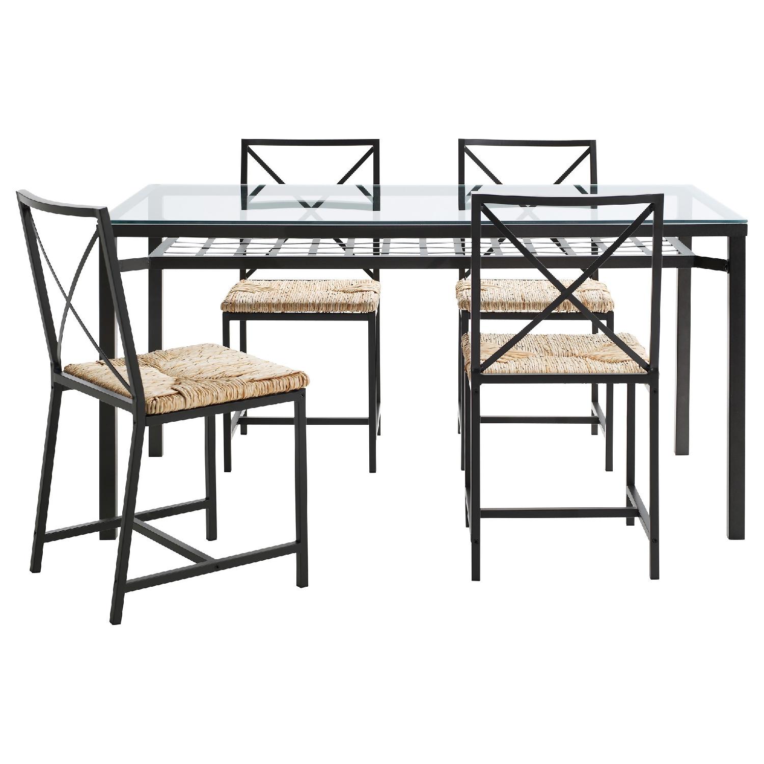 Ikea Black Glass Dining Table w/ 4 Chairs AptDeco