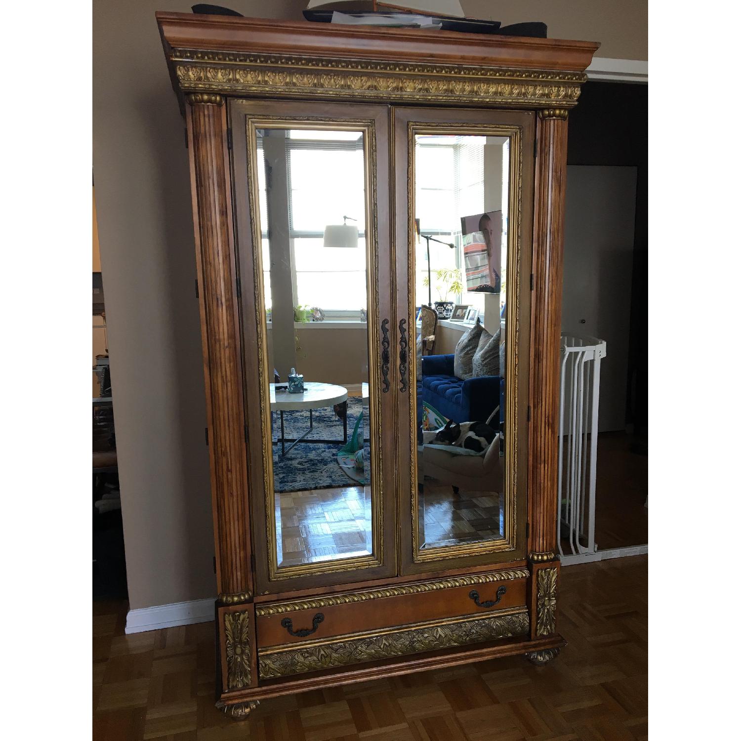 Antique Style Mirrored Armoire AptDeco
