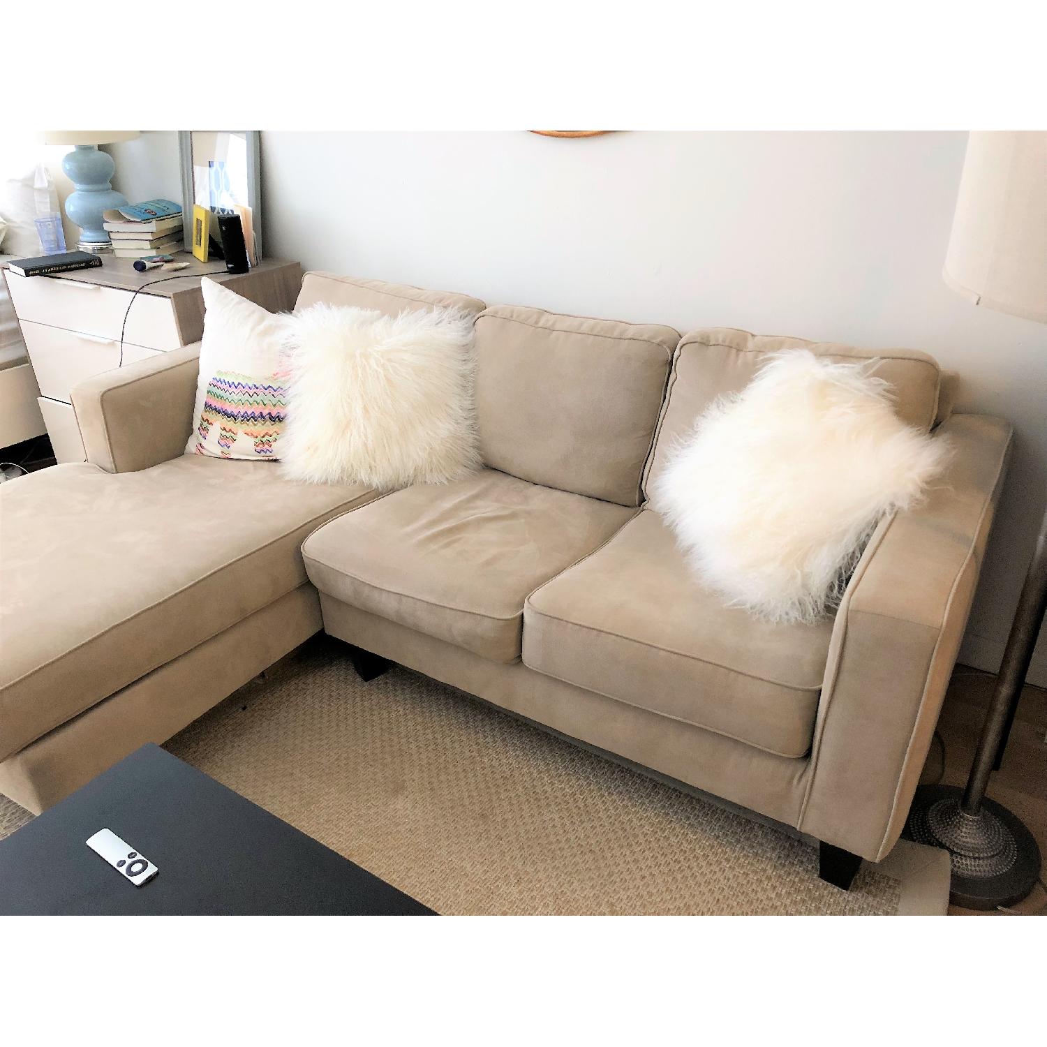 Pier 1 Alton Ecru Track Arm 2 Piece Chaise Sectional Sofa Aptdeco