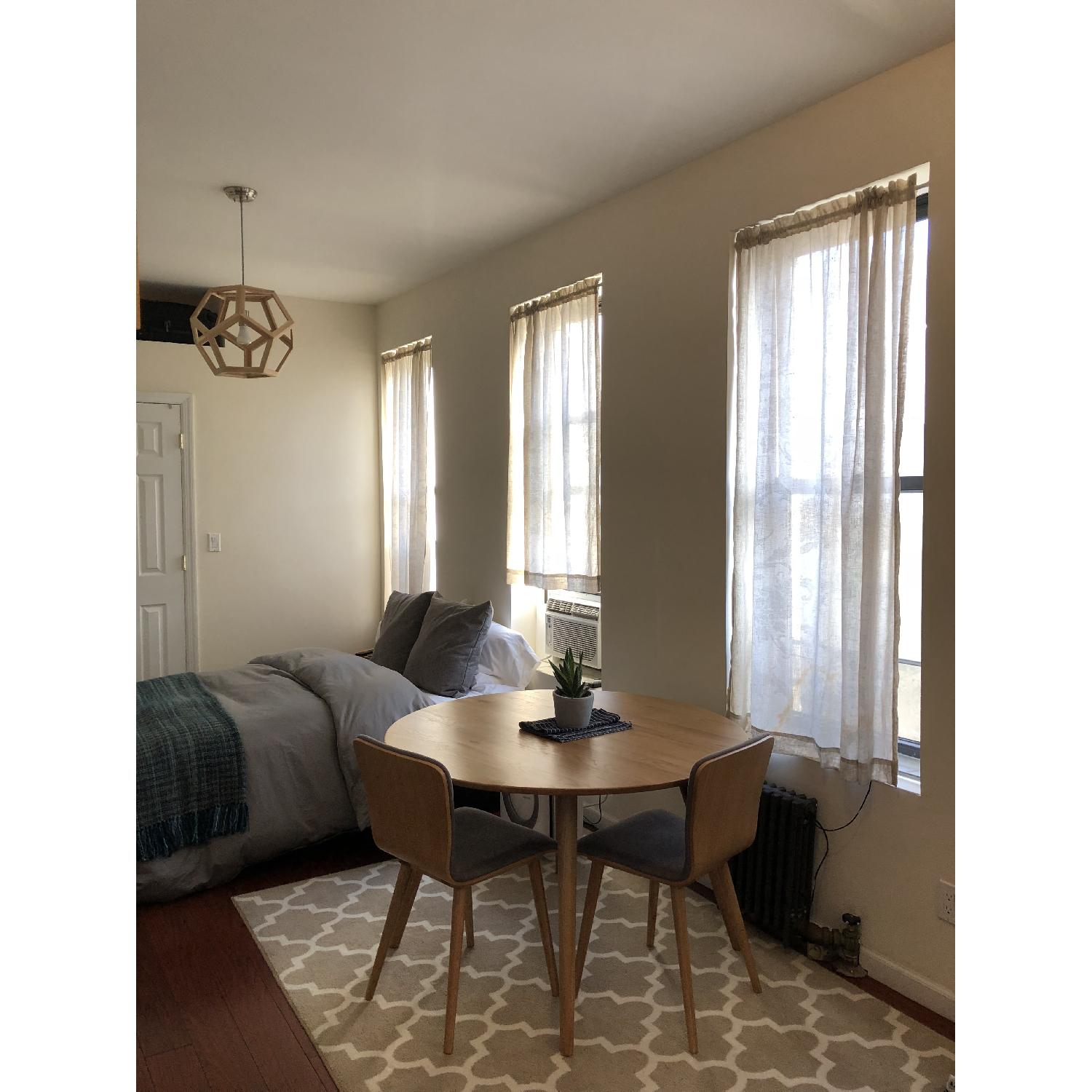 Article Seno Oak Round Dining Table w/ 2 Chairs - AptDeco
