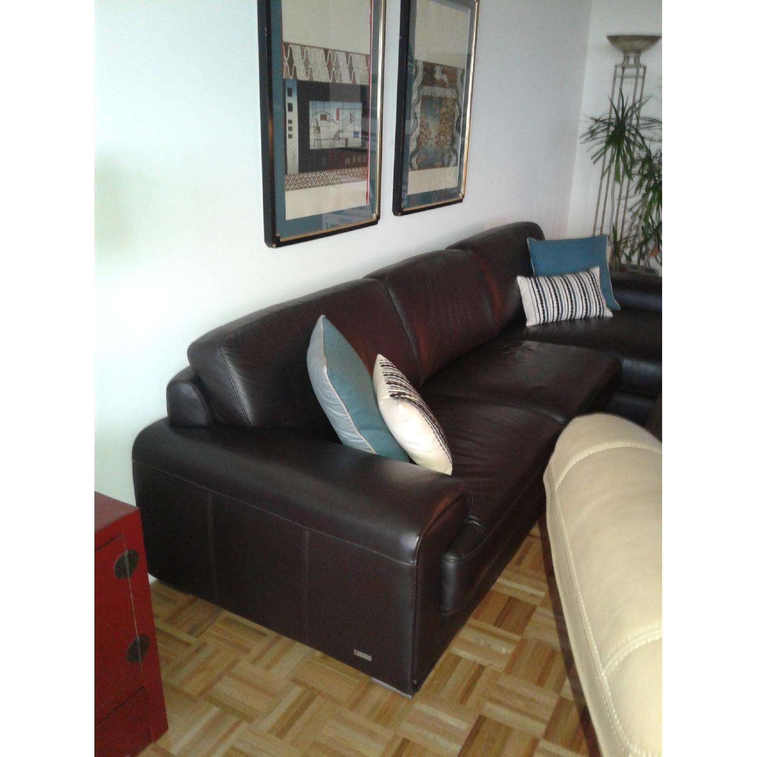 Macy's Violino Dark Brown Leather Sectional Sofa - image-2