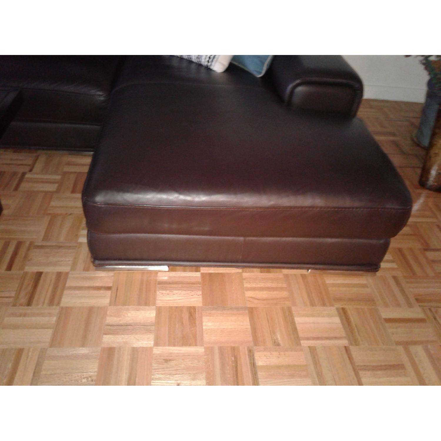 Macy's Violino Dark Brown Leather Sectional Sofa - image-5