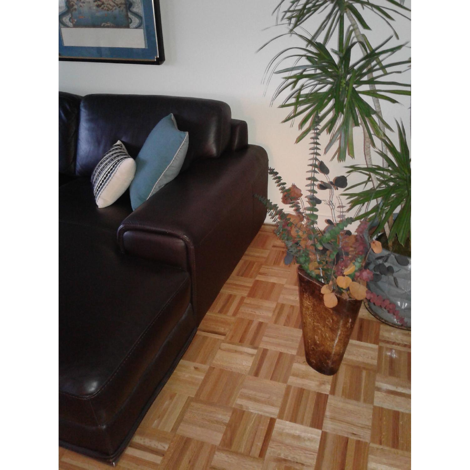 Macy's Violino Dark Brown Leather Sectional Sofa - image-6