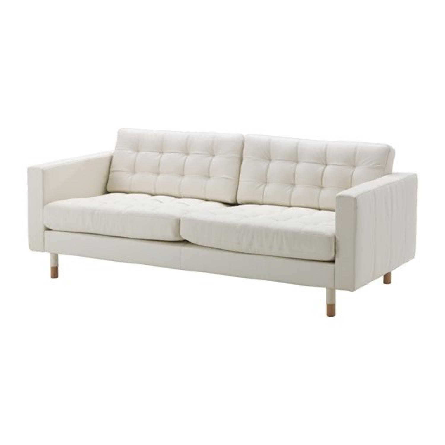 Ikea Landskrona White Leather Sofa - AptDeco