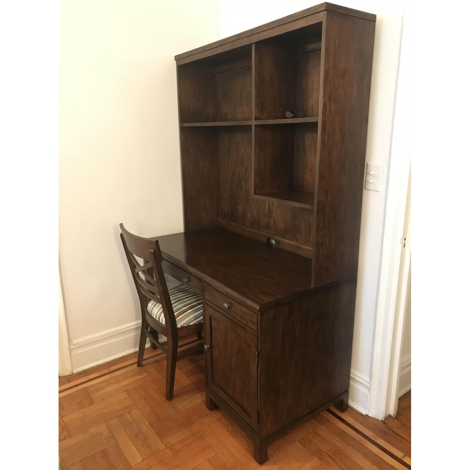 Ethan Allen Office Desk w/ Bookshelf Hutch - image-1