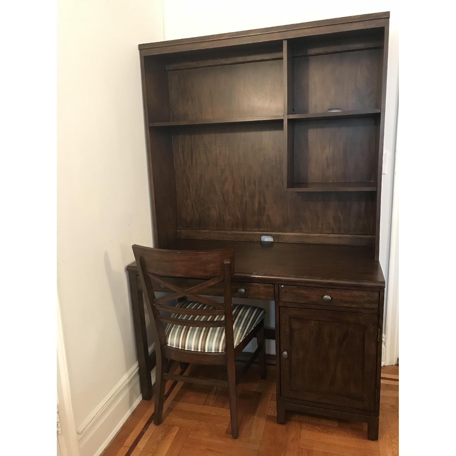 Ethan Allen Office Desk w/ Bookshelf Hutch - image-2