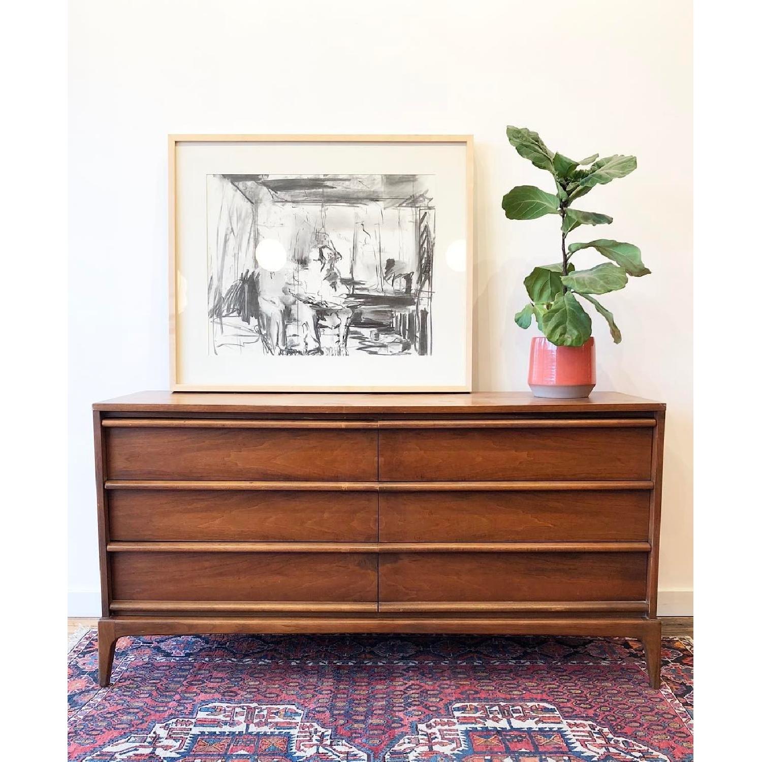 Lane Rhythm Mid Century Vintage Walnut Long Dresser AptDeco