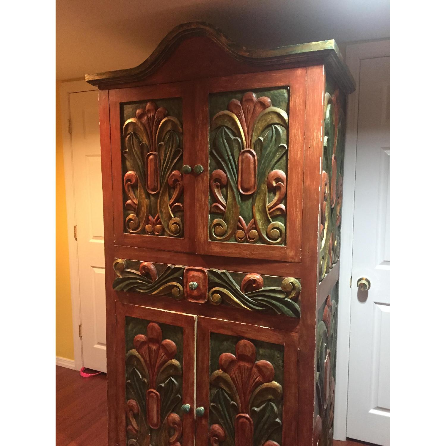 Pineapple Furniture, Inc Mexican Hand Painted Carved Armoire - image-3