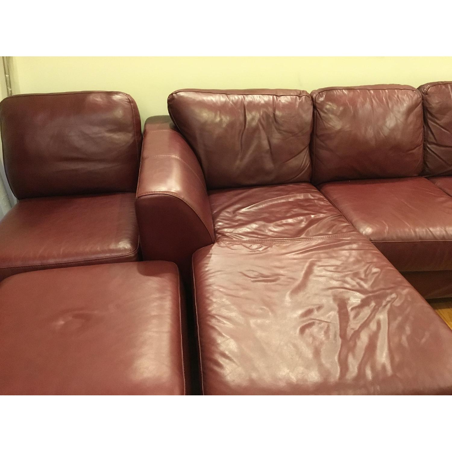 Jordan's Furniture Leather Sectional Sofa AptDeco