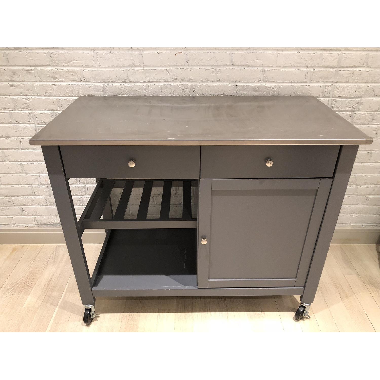 Stainless Steel Top Rolling Kitchen Island w/ Drawers - image-1
