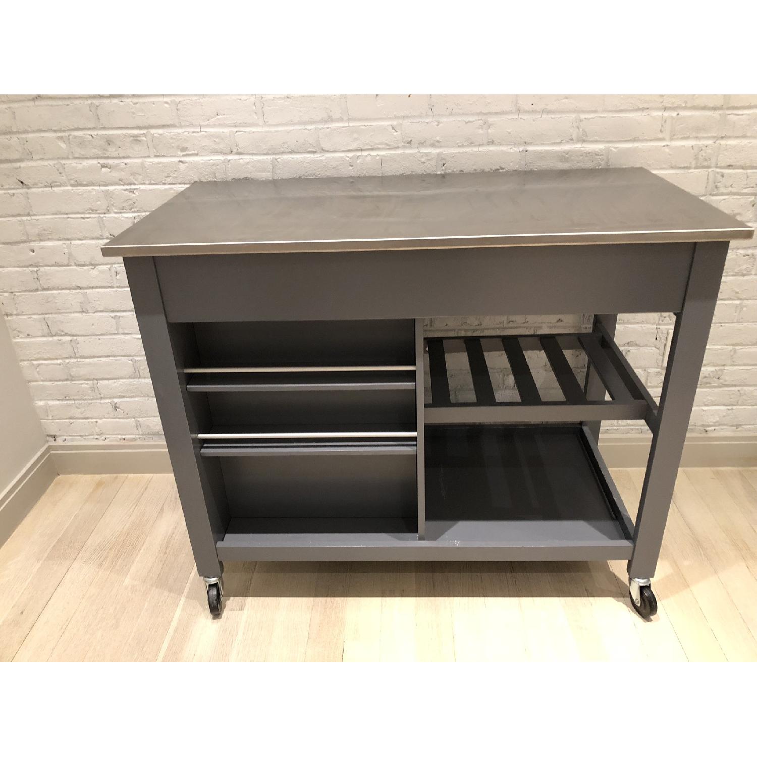 Stainless Steel Top Rolling Kitchen Island w/ Drawers - image-3
