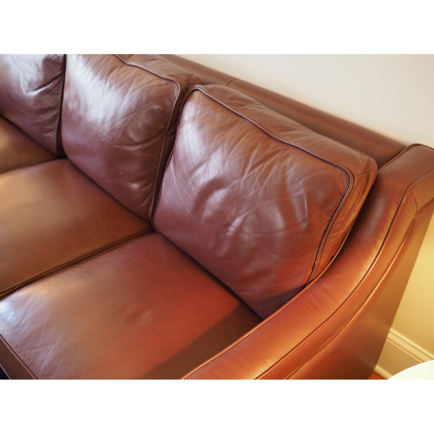 Domain Furniture Brown Brick Leather Sofa AptDeco