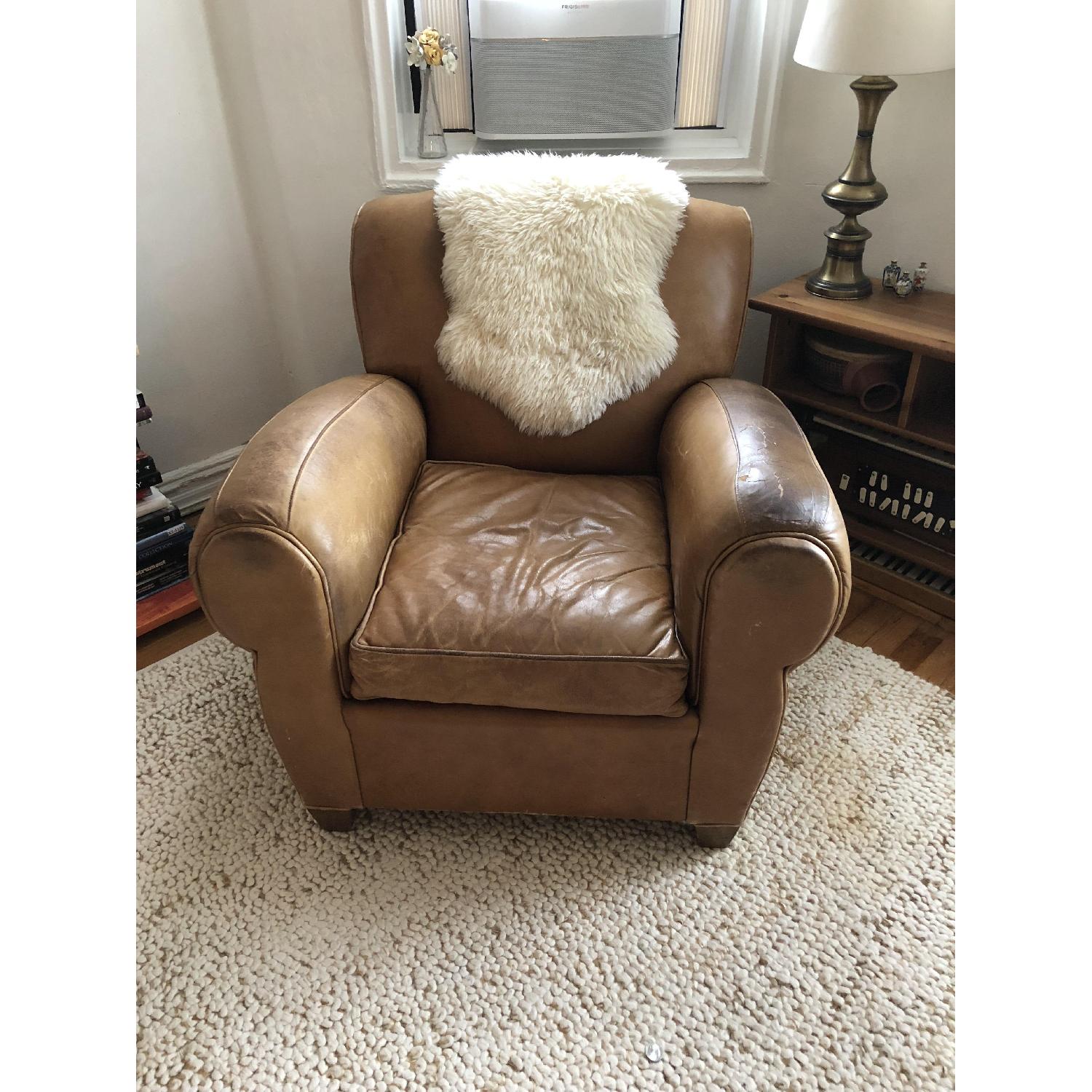 Pottery Barn Manhattan Leather Armchair - image-1
