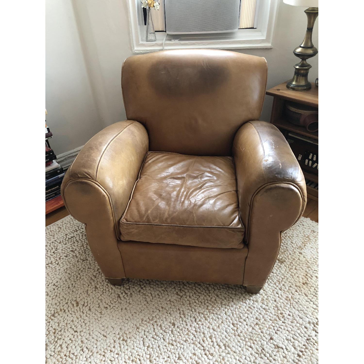 Pottery Barn Manhattan Leather Armchair - image-2