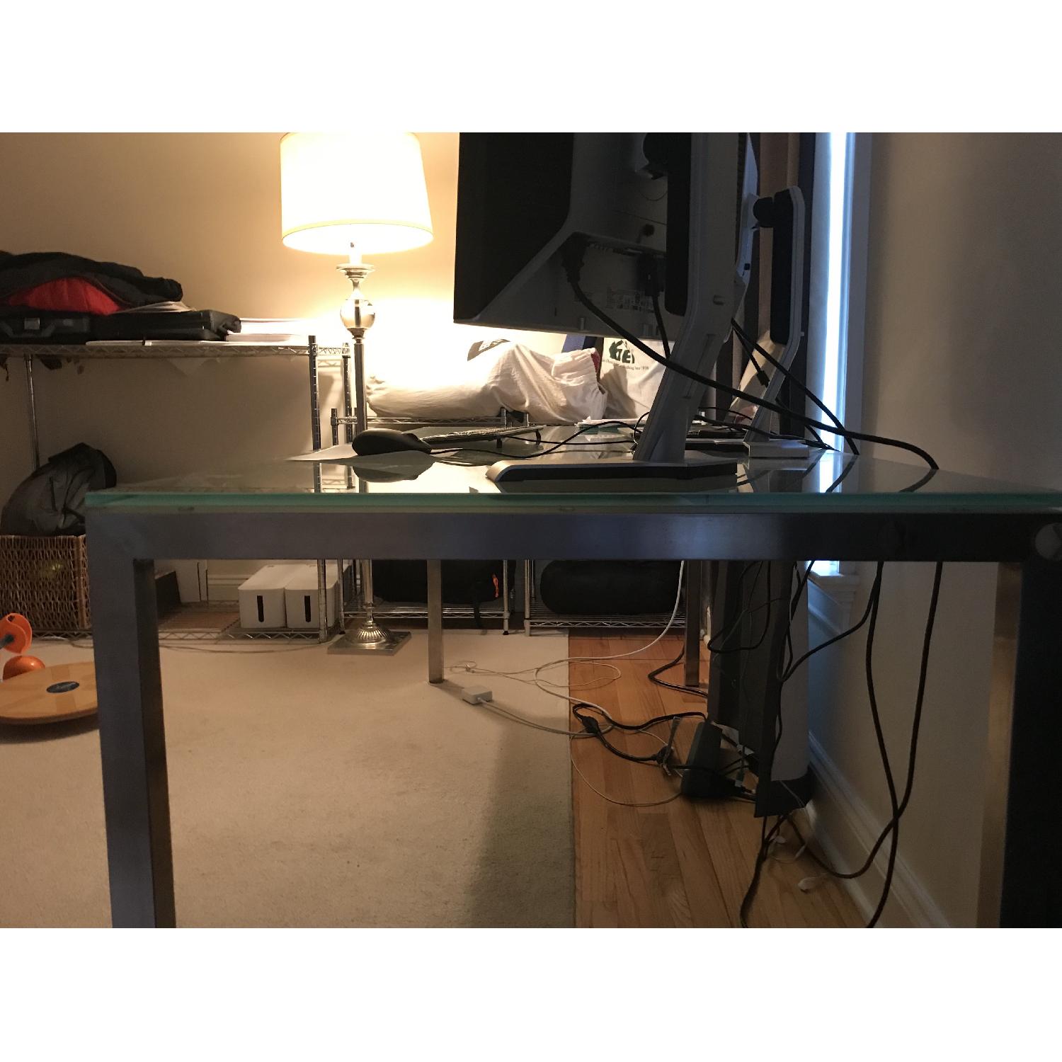 Room & Board Custom Parsons Table w/ Tempered Glass Top - image-2