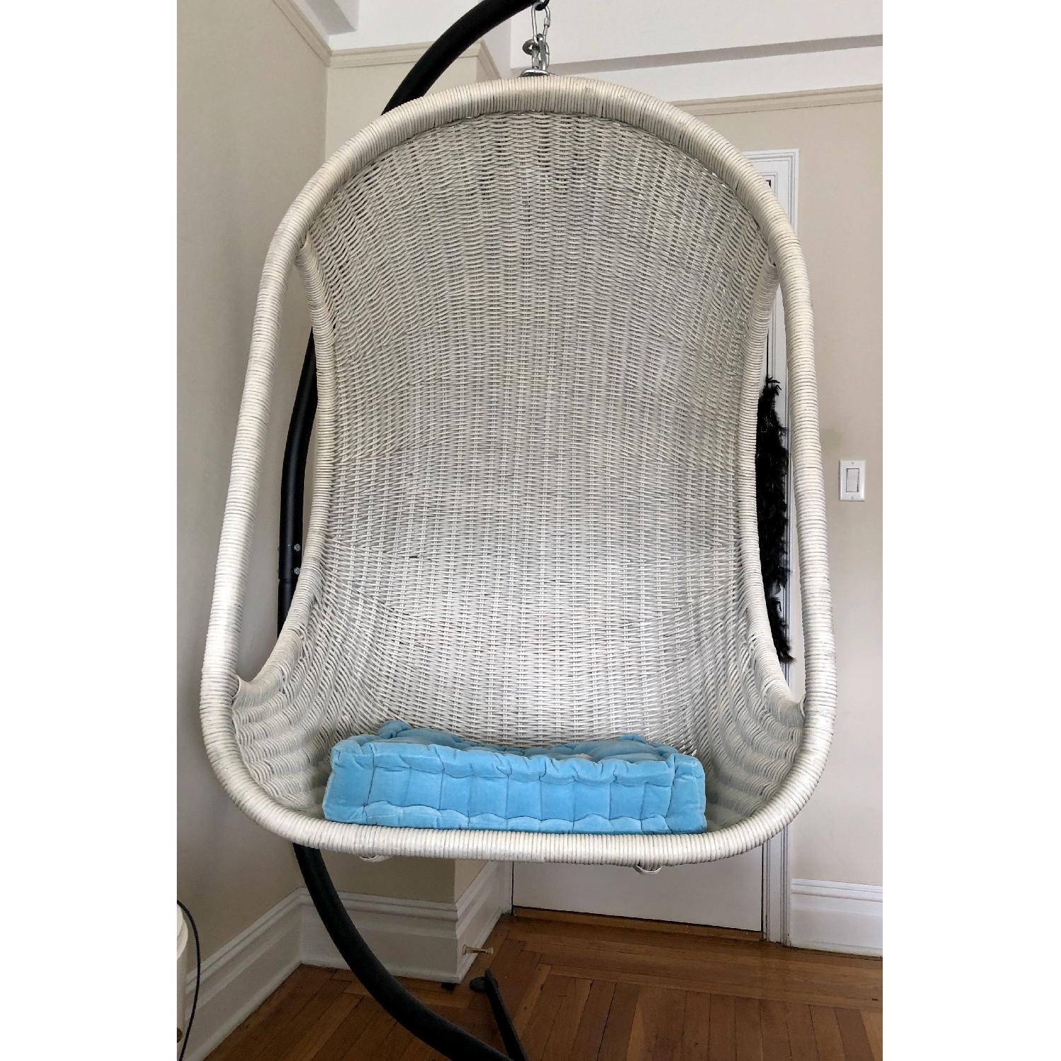 Restoration Hardware Wicker Hanging Chair w/ Stand - image-2