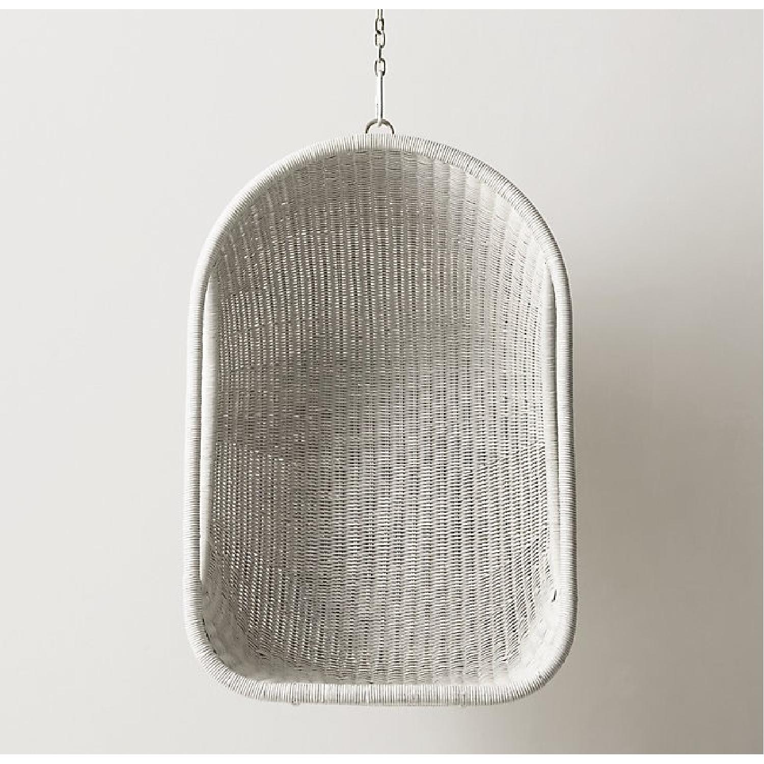 Restoration Hardware Wicker Hanging Chair w/ Stand AptDeco