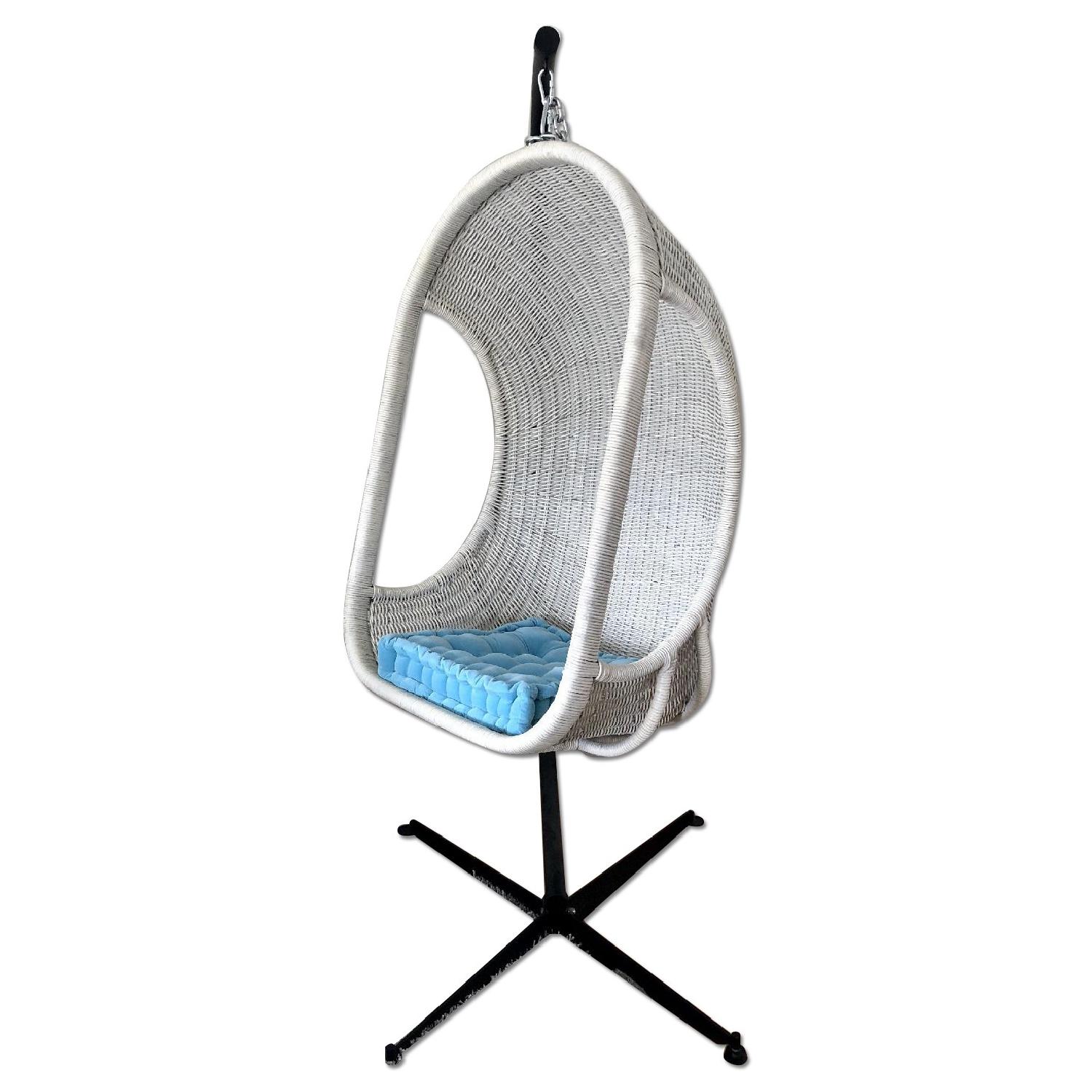 Restoration Hardware Wicker Hanging Chair w/ Stand AptDeco