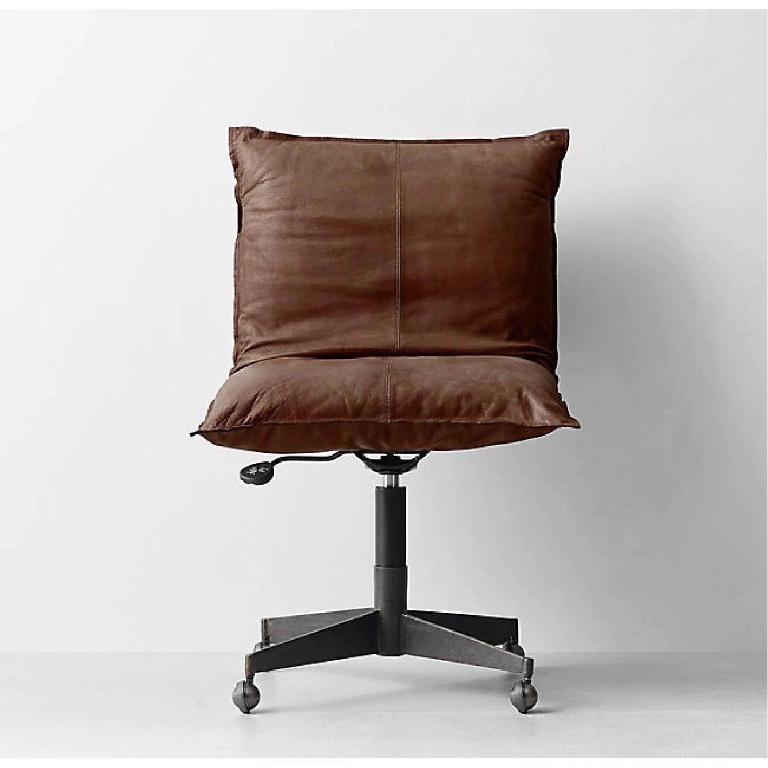 Restoration Hardware Platt Leather Swivel Desk Chair AptDeco