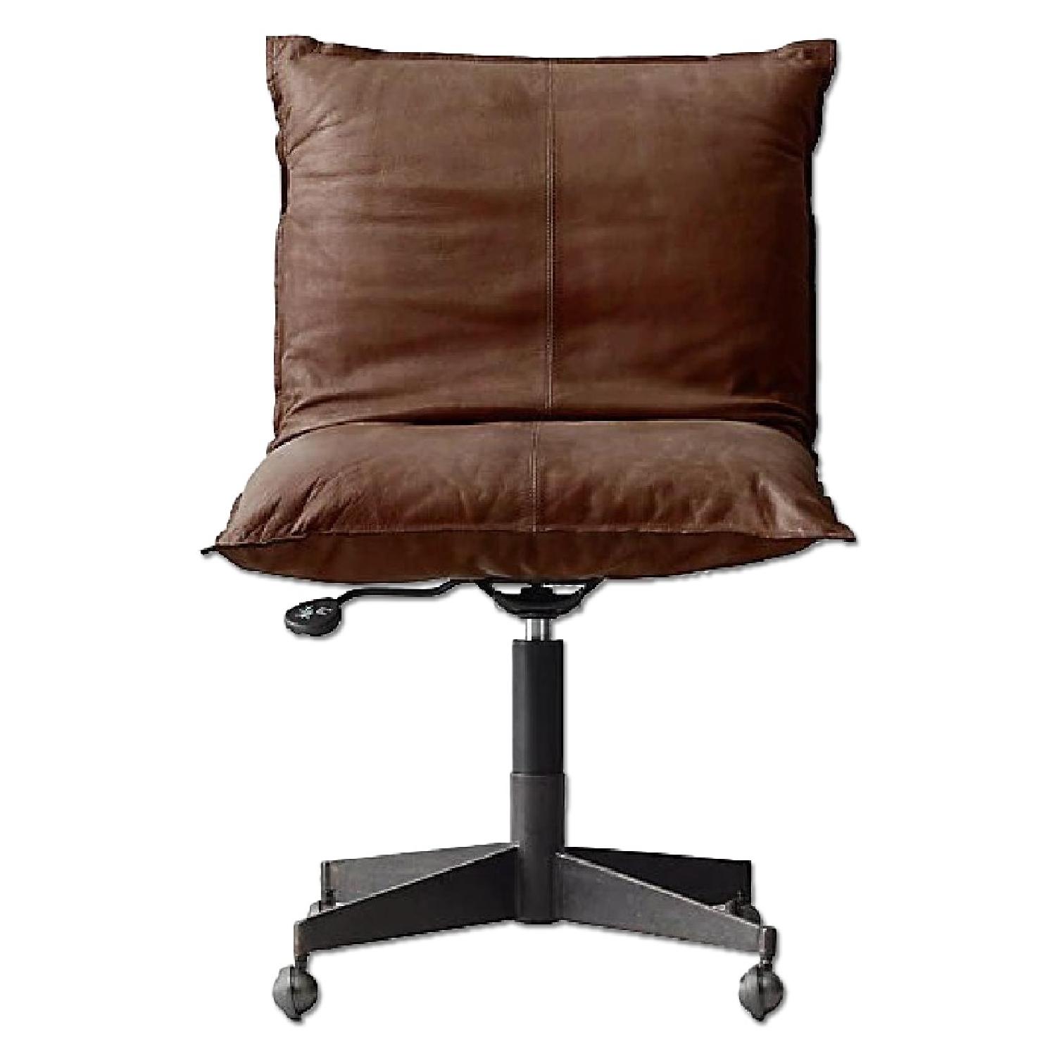 Restoration Hardware Platt Leather Swivel Desk Chair AptDeco