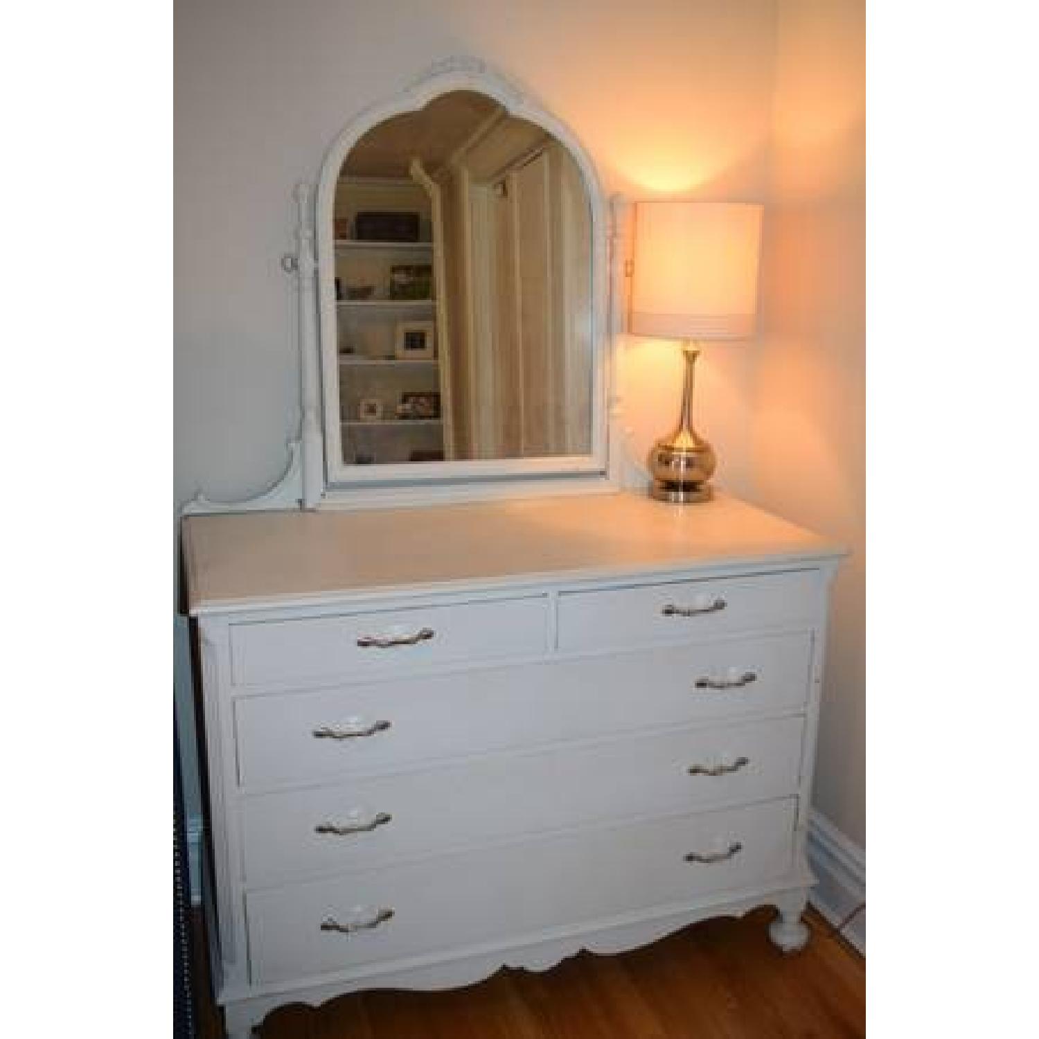 Vintage White Dresser w/ Mirror - AptDeco