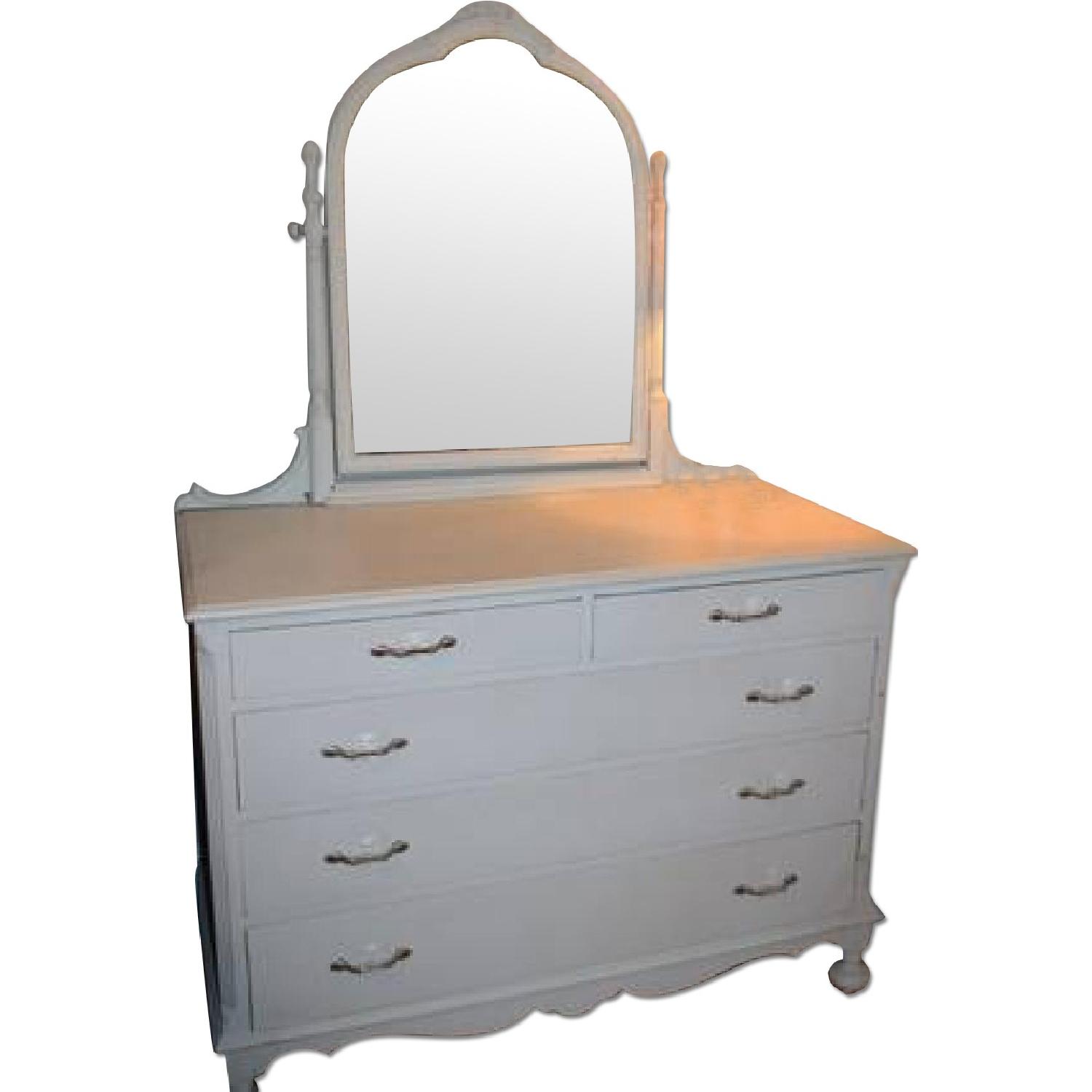 Vintage White Dresser w/ Mirror - AptDeco