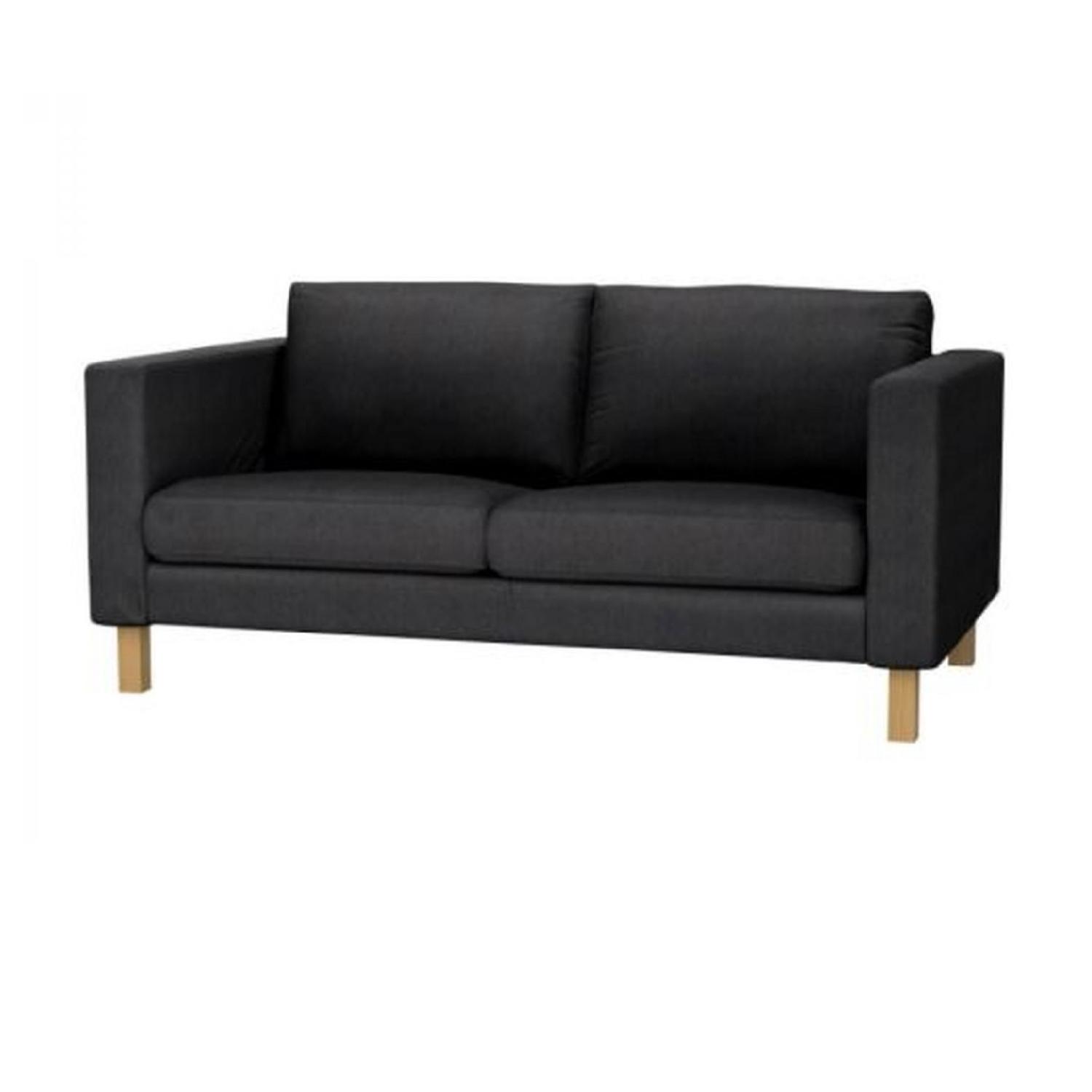 Ikea Karlstad Sofa w/ Premium Dark Grey Cover - image-0