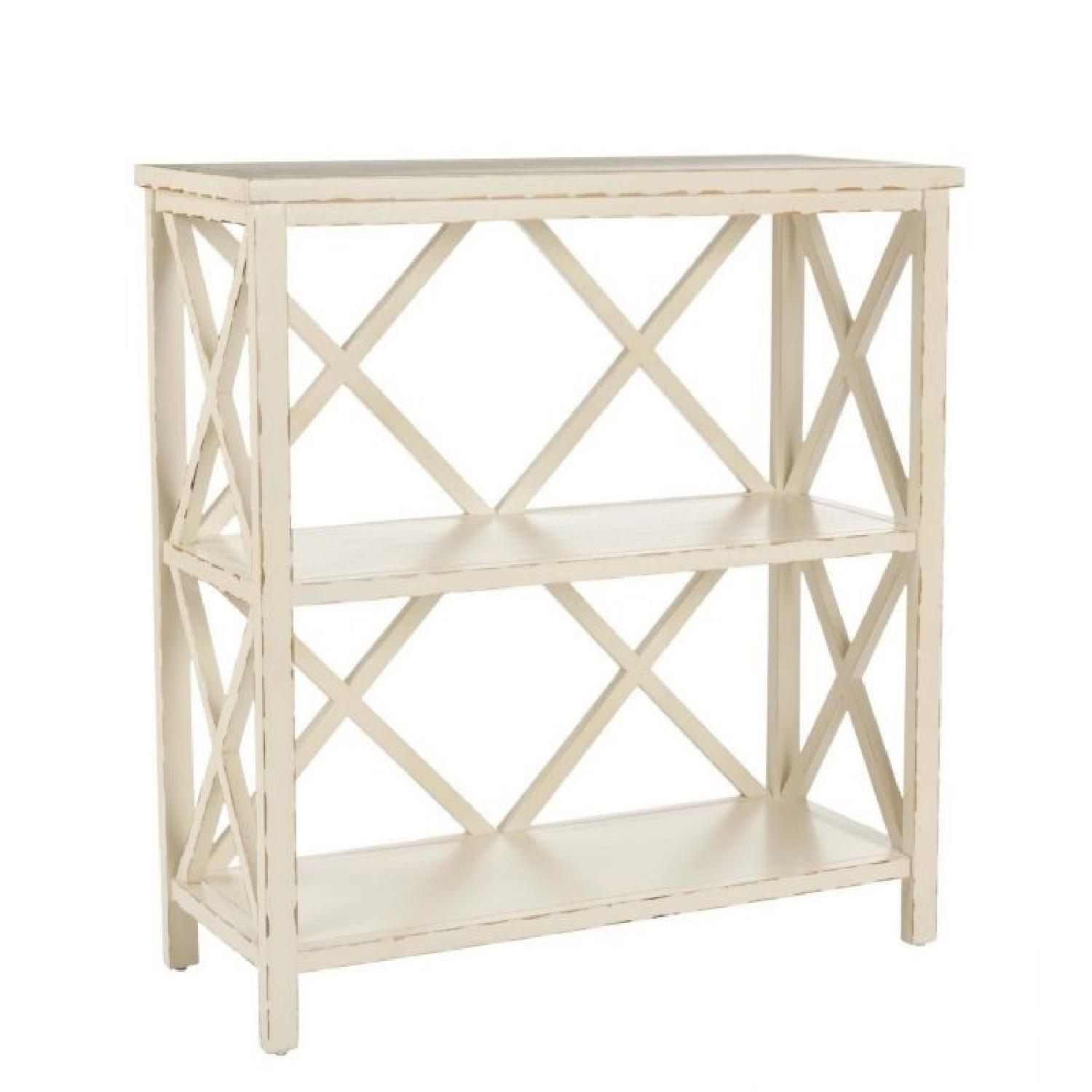 Safavieh Liam CottageStyle Open Distressed Cream Bookcase AptDeco