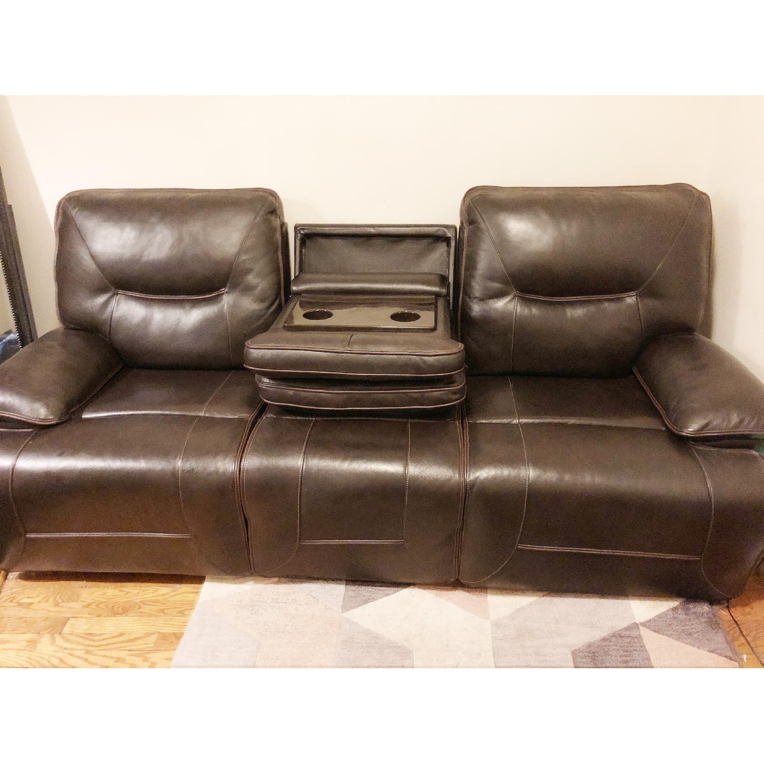 Bob's Power Reclining Leather Sofa - AptDeco