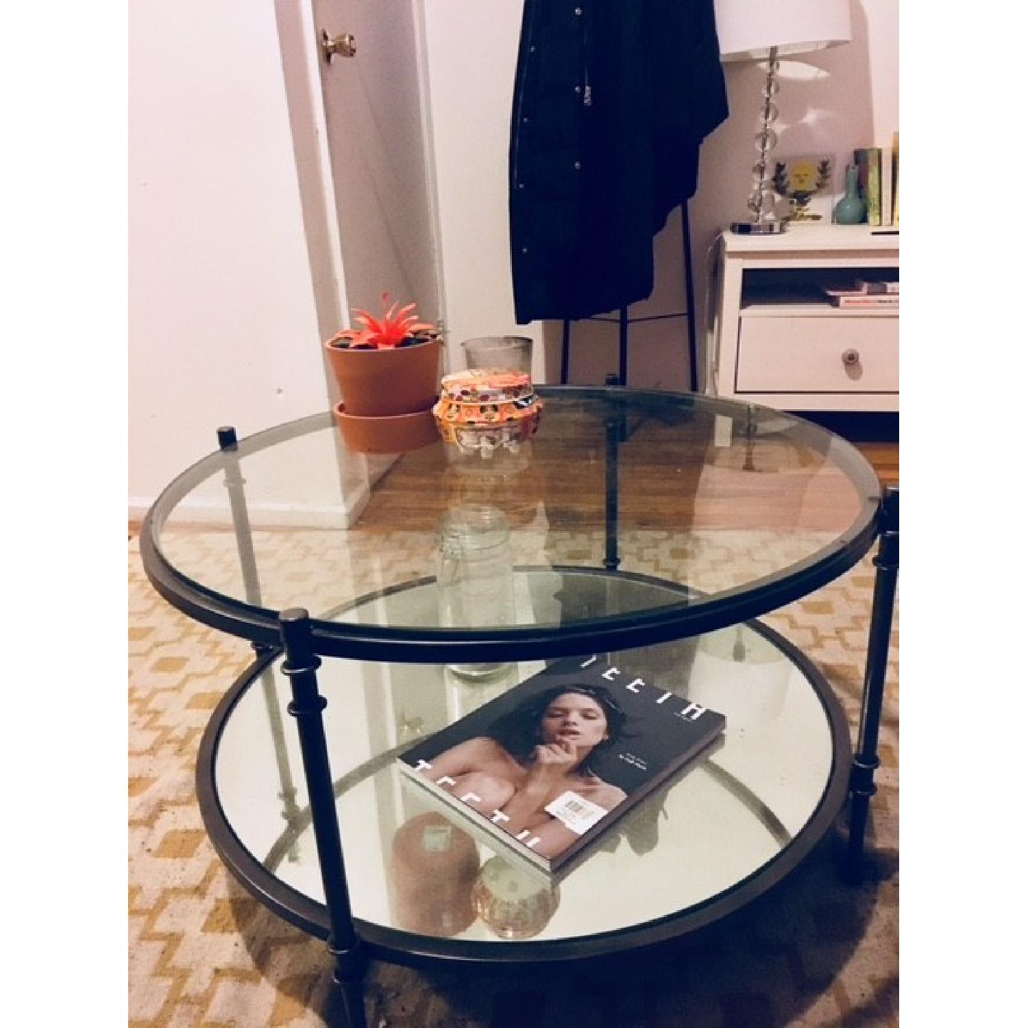 2-Tier Round Glass Coffee Table - image-1