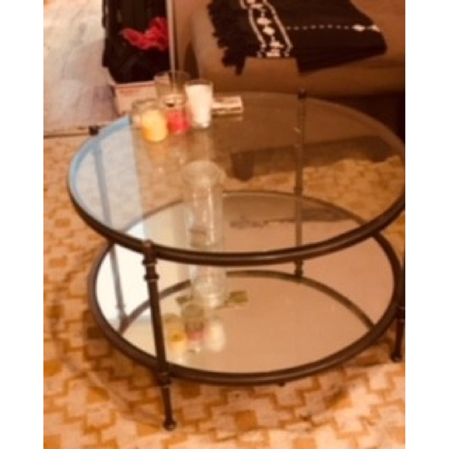 2-Tier Round Glass Coffee Table - image-2