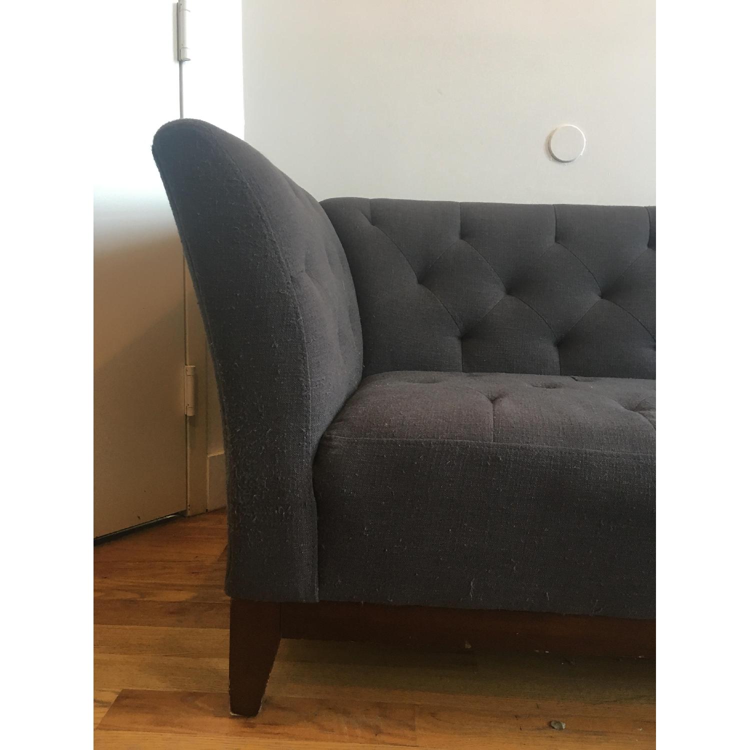 MidCentury BlueGrey Tufted Upholstered Sofa AptDeco