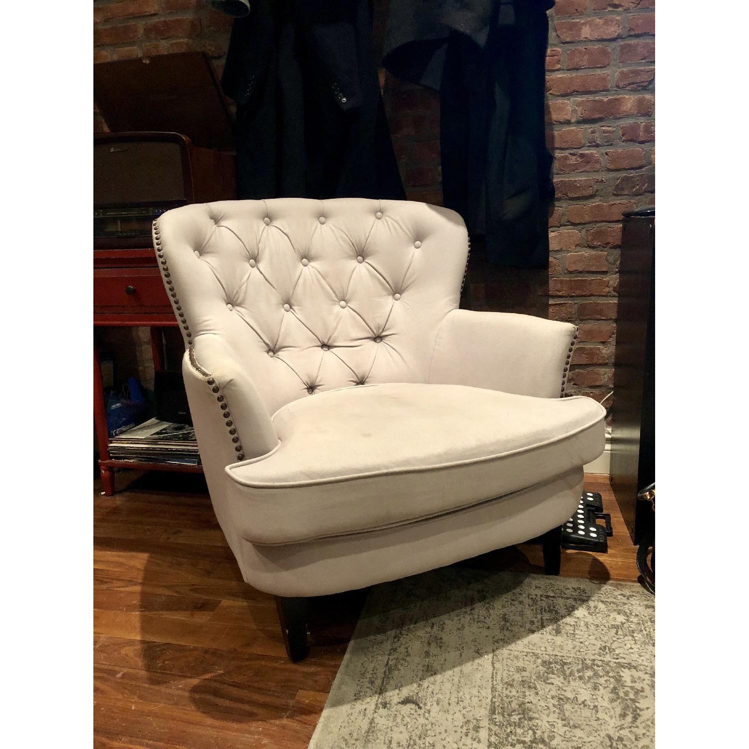 Home Goods Accent Chair w/ Curves & Silver Nailhead Trim AptDeco