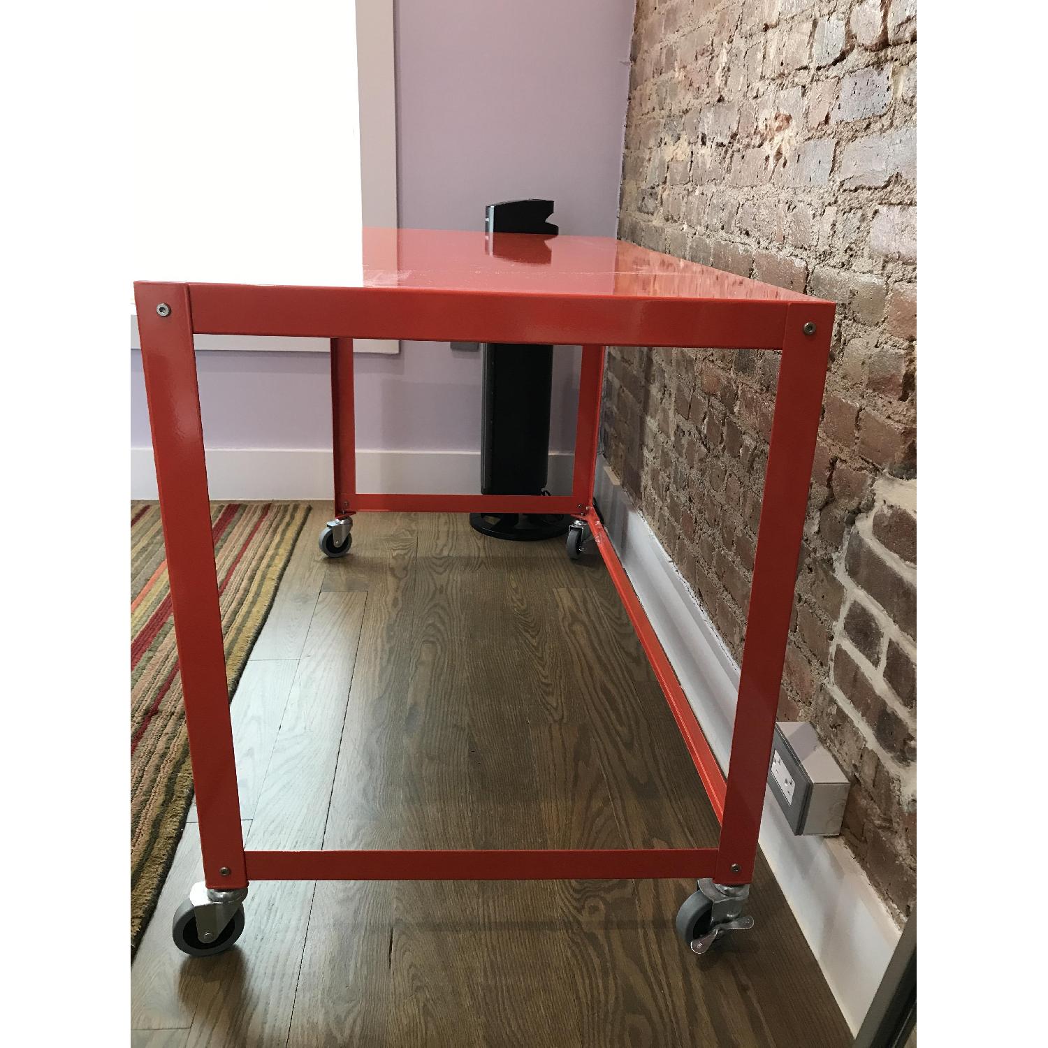 CB2 Go-Cart Orange Rolling Desk - image-3