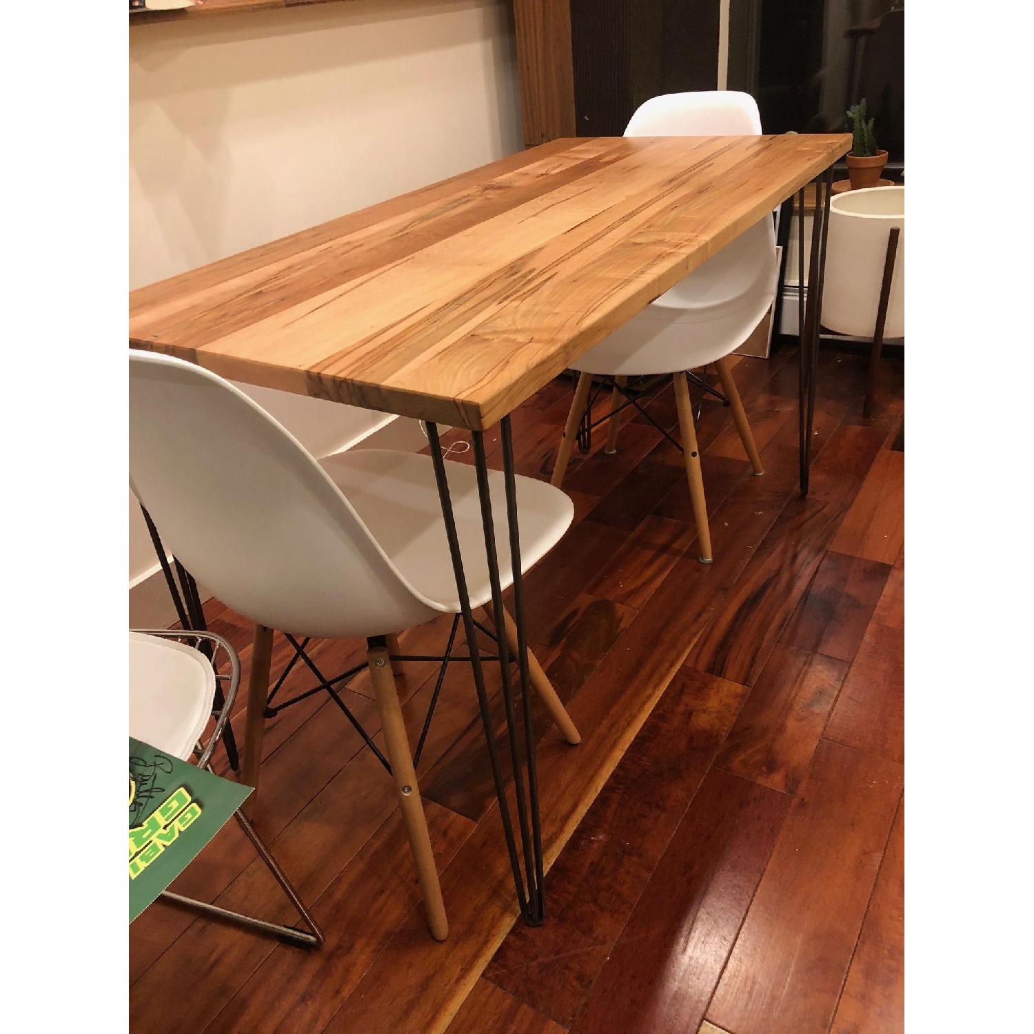 Mid Century Modern Desk/Table w/ Ambrosia Maple Wood Top - image-4