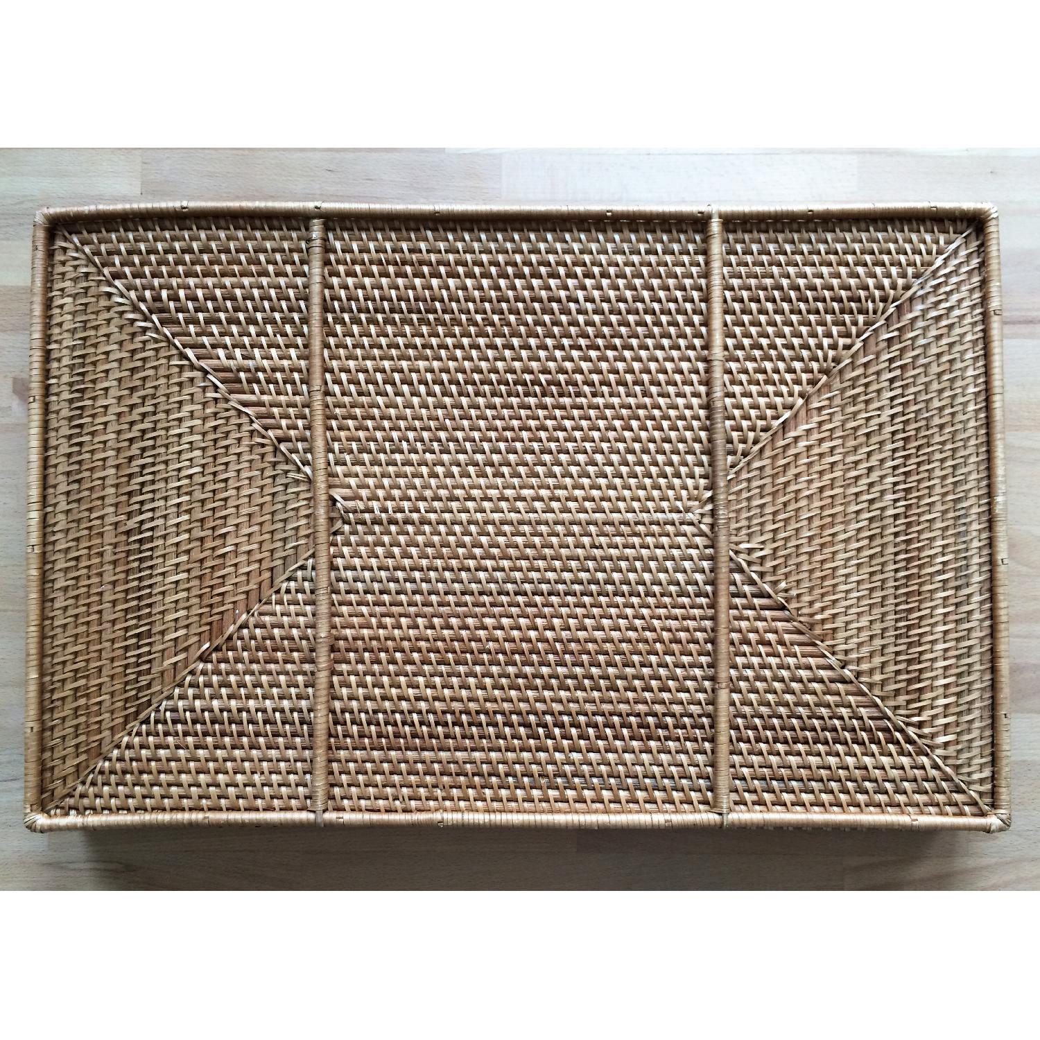 West Elm Large Rattan Tray w/ Handles - image-2