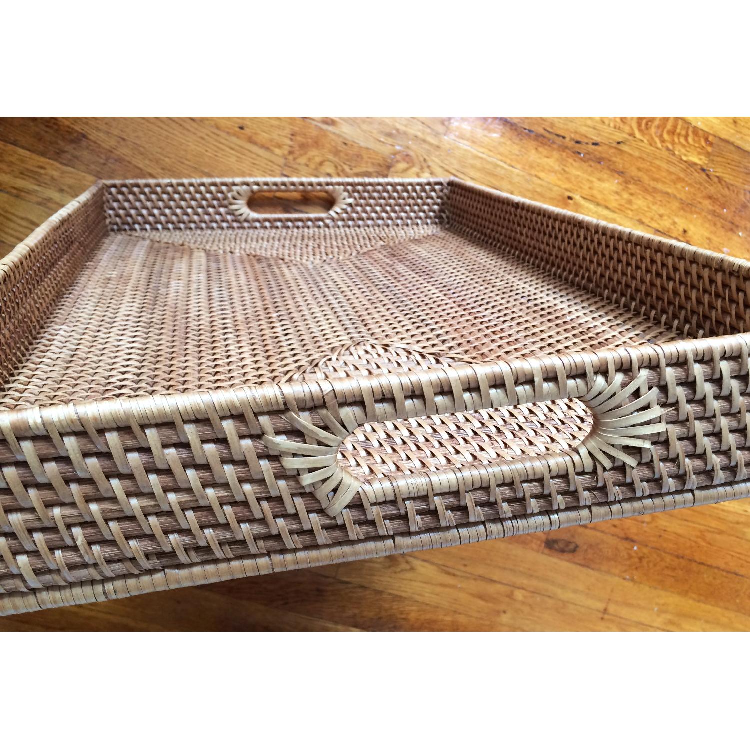 West Elm Large Rattan Tray w/ Handles - image-3