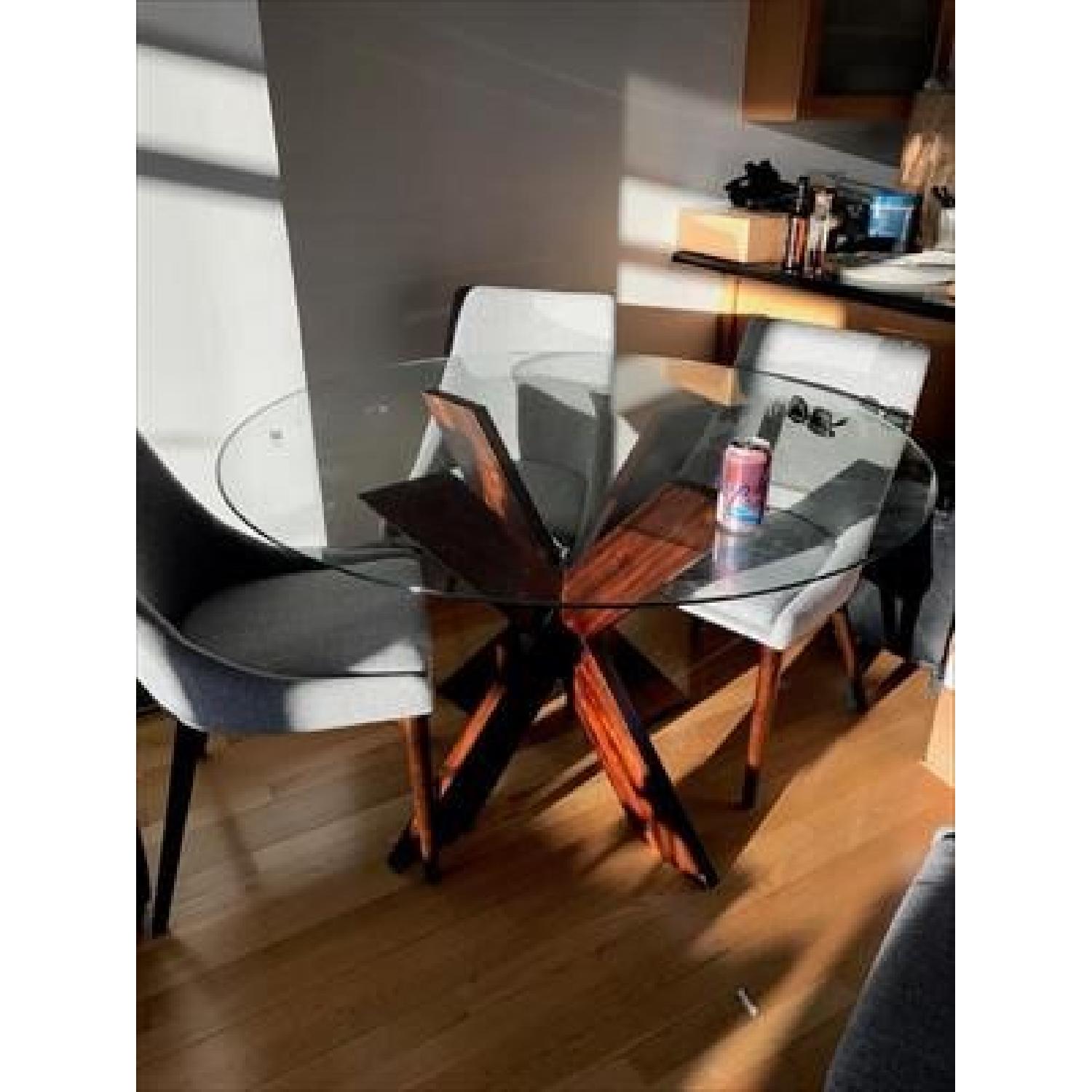 CB2 Glass & Wood Dining Table - image-1
