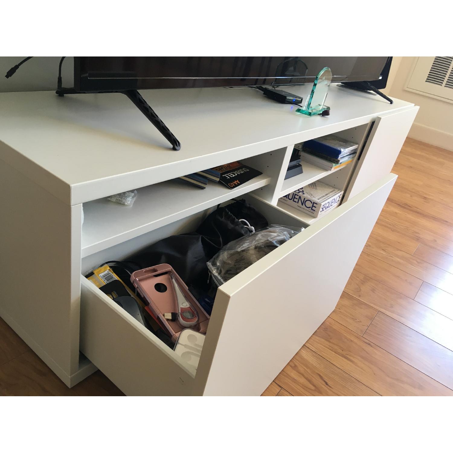 Ikea Byas TV Unit in High Gloss White AptDeco