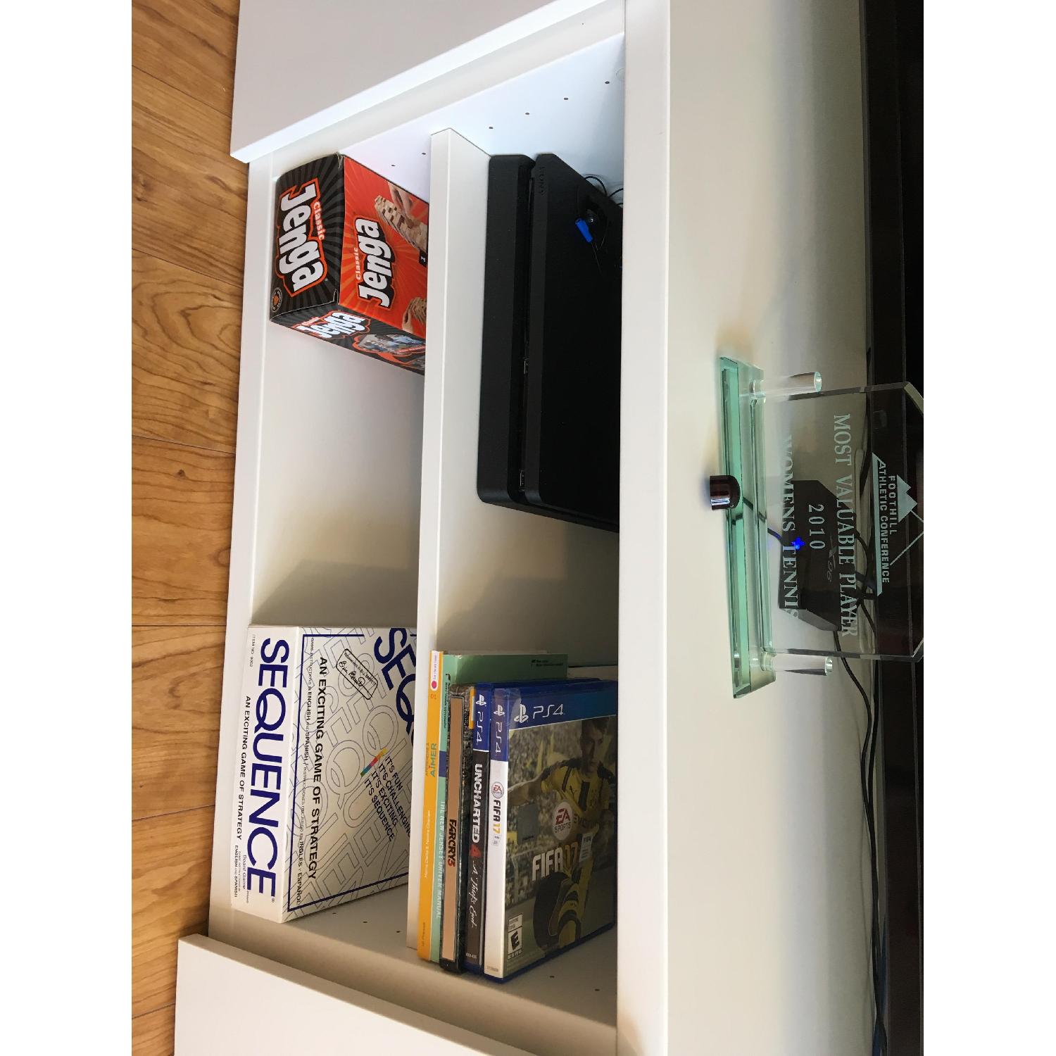 Ikea Byas TV Unit in High Gloss White AptDeco