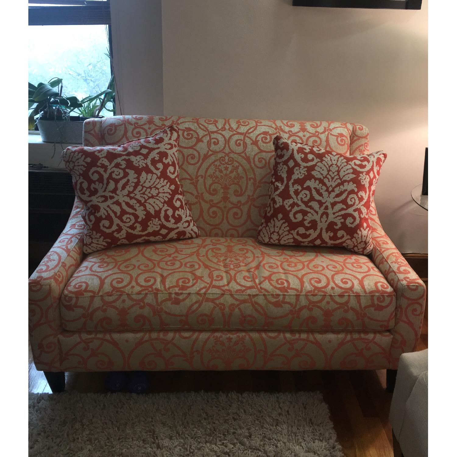 Raymour & Flanigan Peach n White Settee - image-1