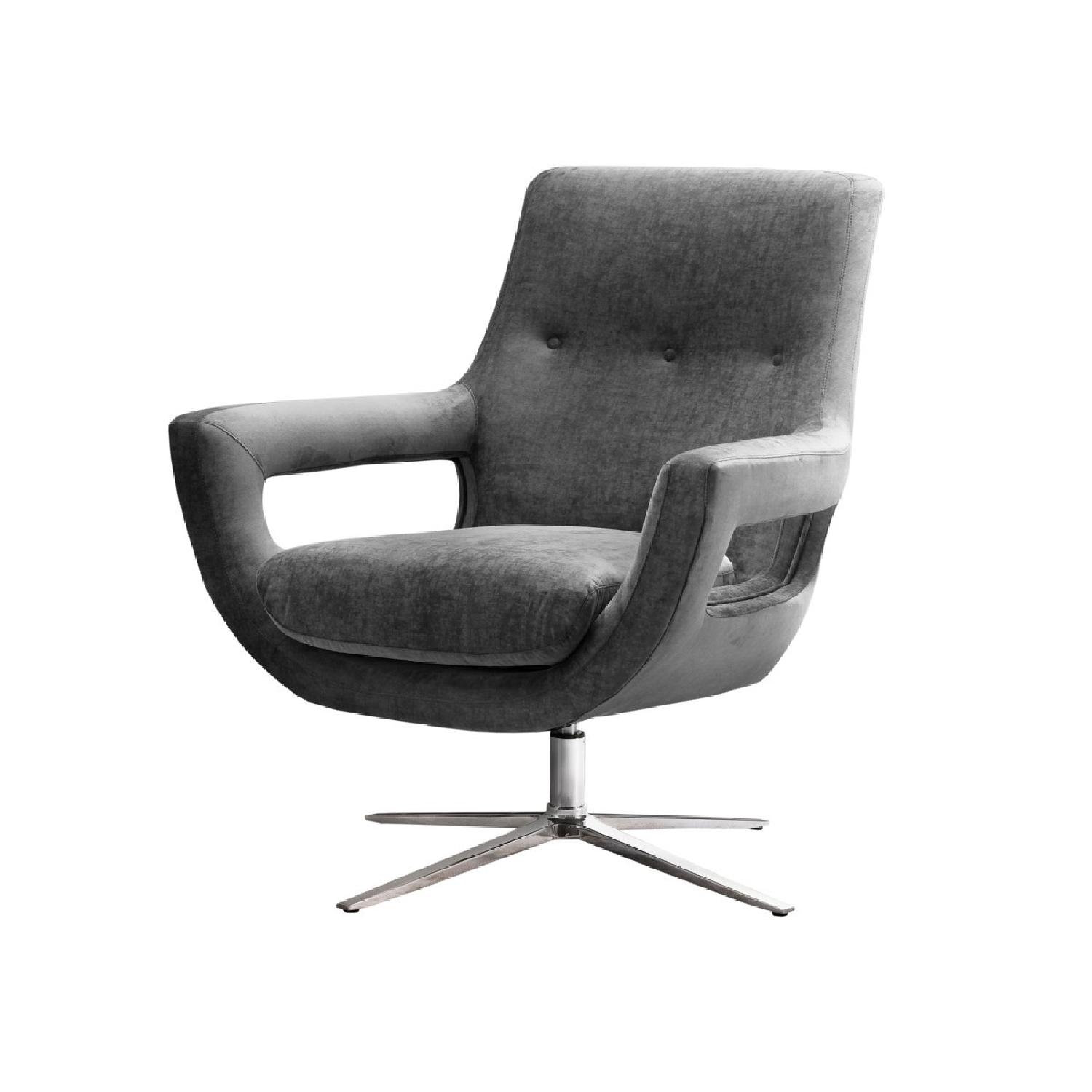 TOV Furniture Fifi Grey Velvet Swivel Chair AptDeco