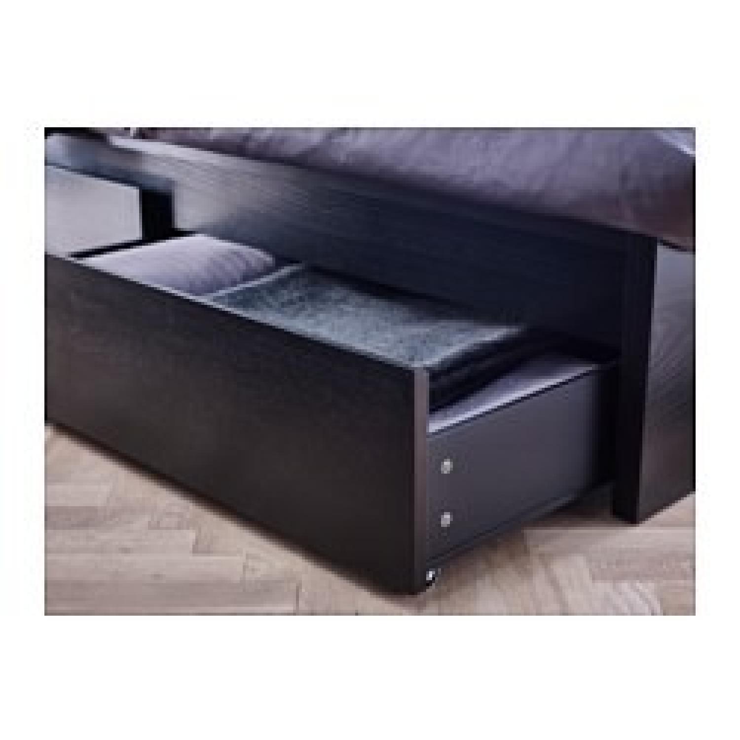 Ikea Malm Black-Brown High Bed Frame w/ 2 Storage Boxes - image-2