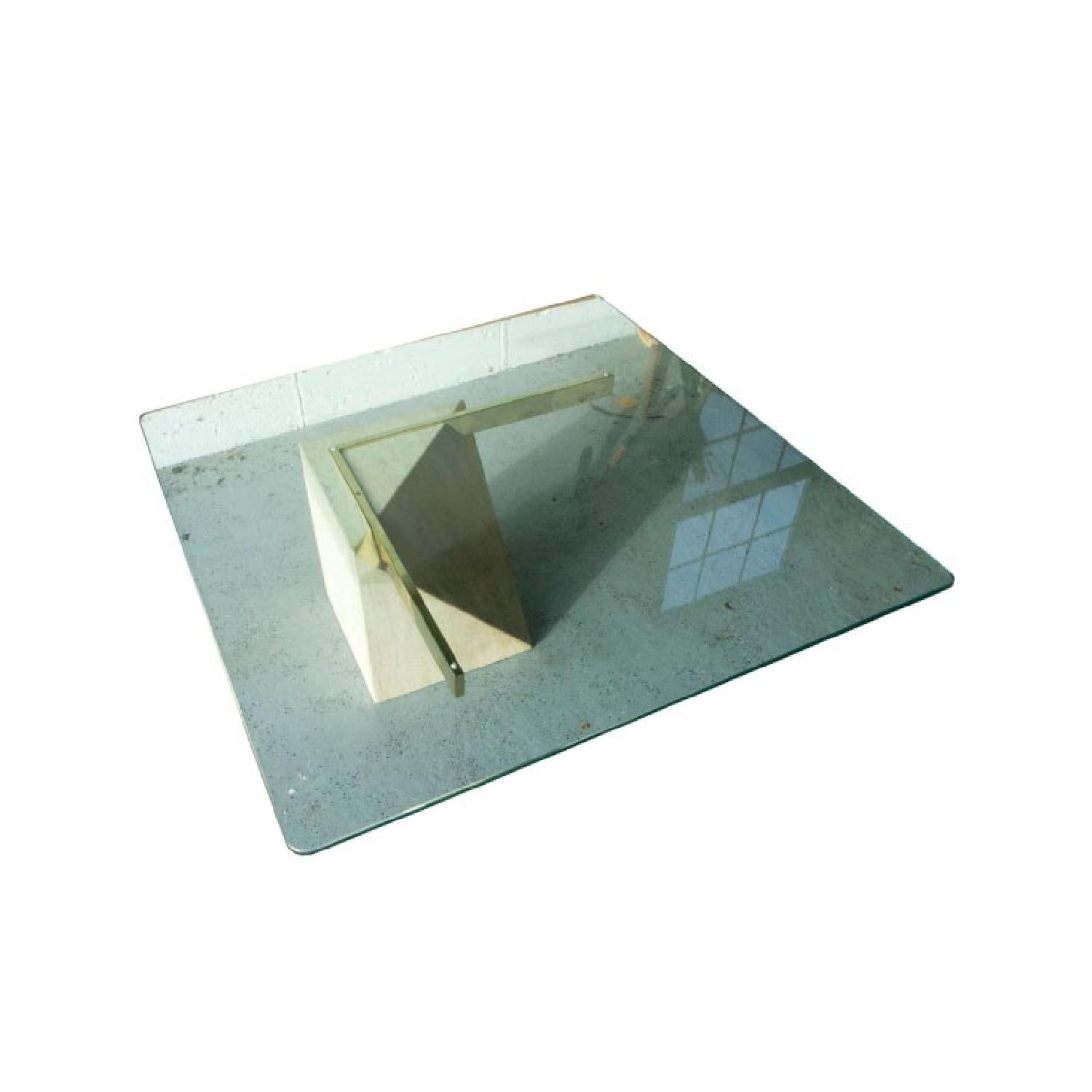 Vintage Glass Top w/ Stone & Metal Base Coffee Table - image-2