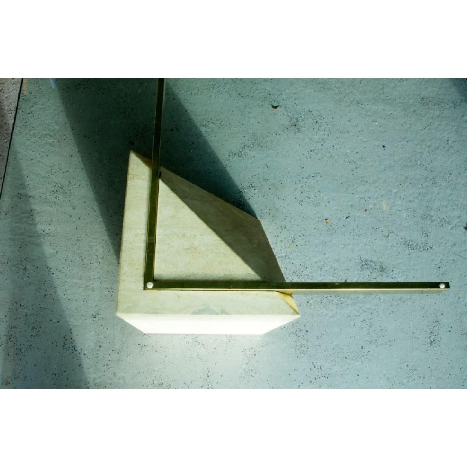 Vintage Glass Top w/ Stone & Metal Base Coffee Table - image-5