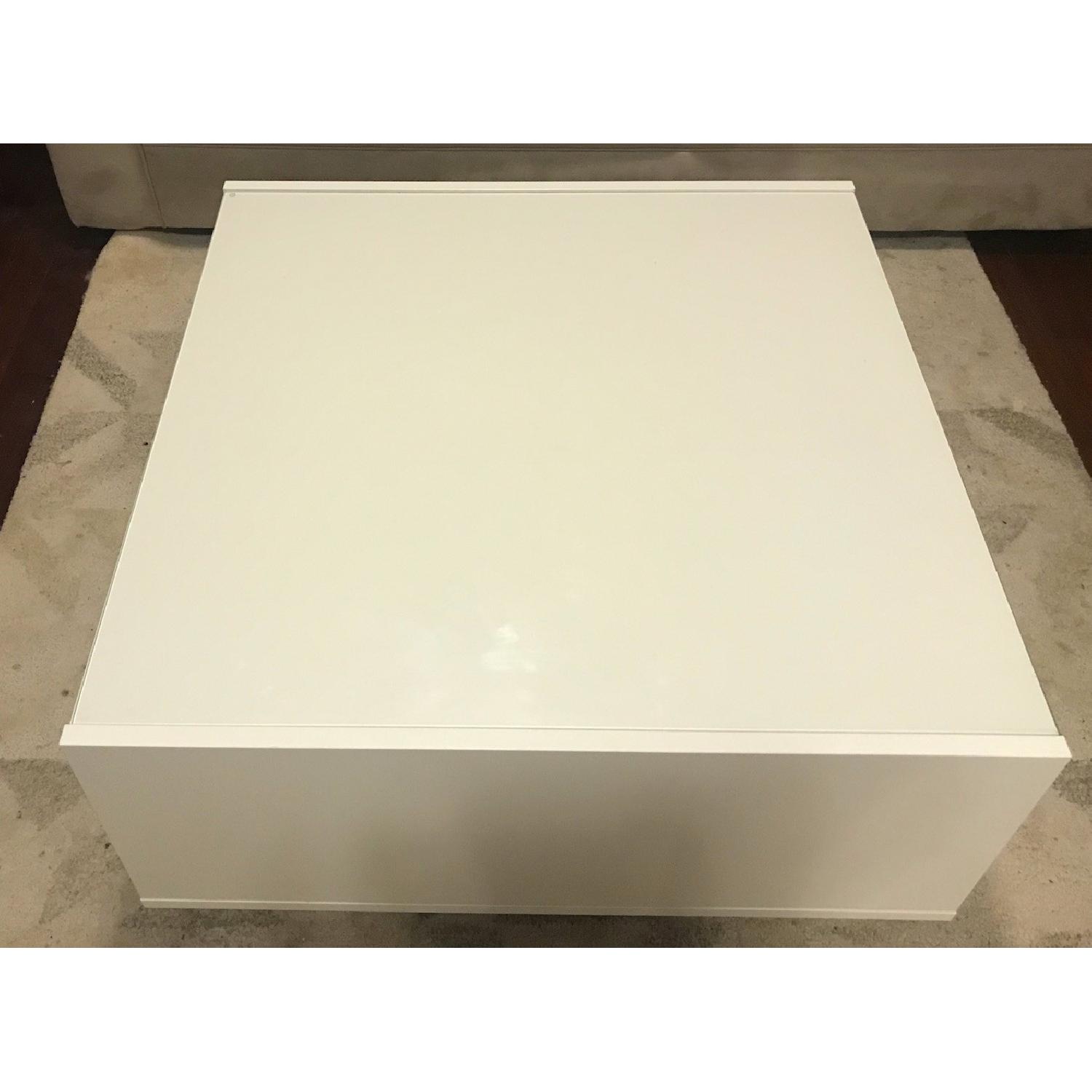Ikea Boksel White Wood & Glass Coffee Table - image-2