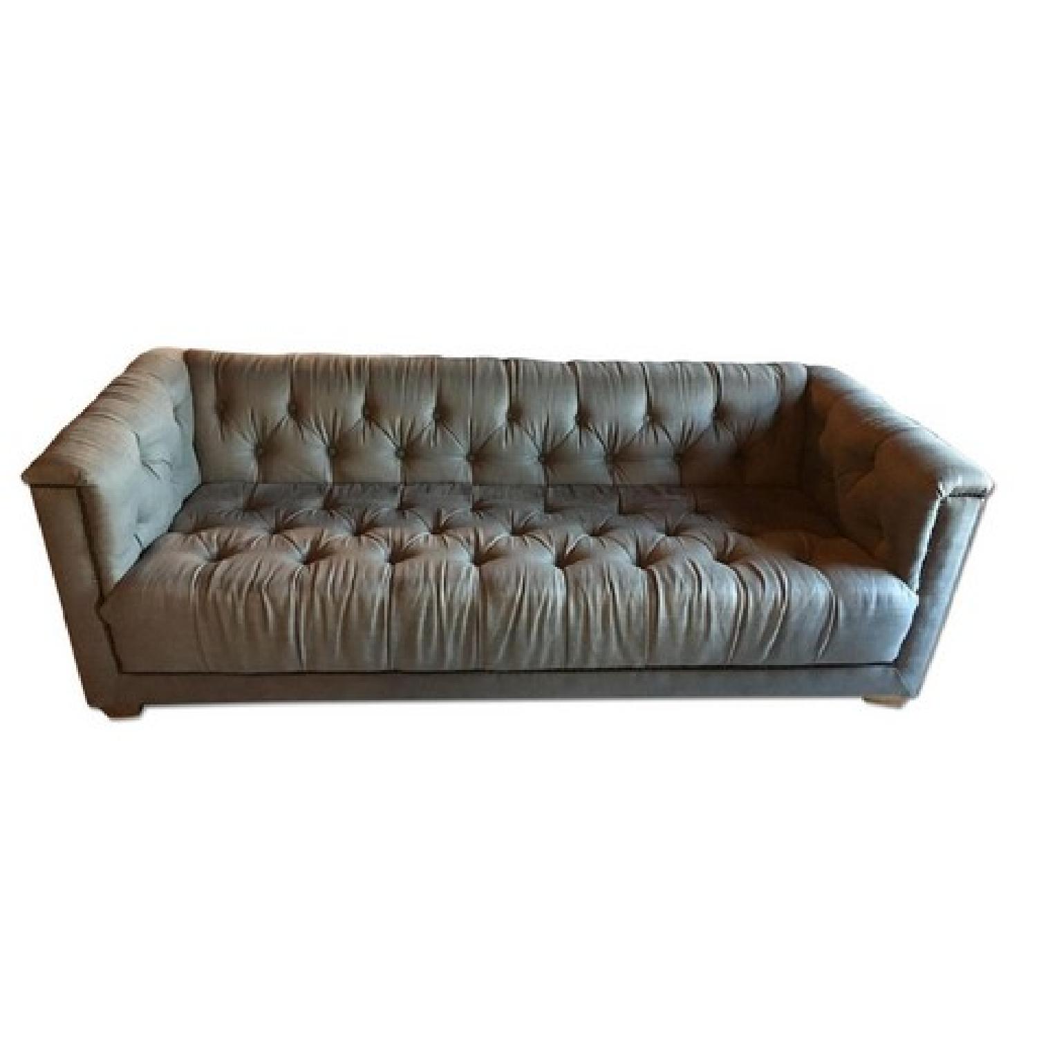 Restoration Hardware Tufted Grey Sofa - image-1