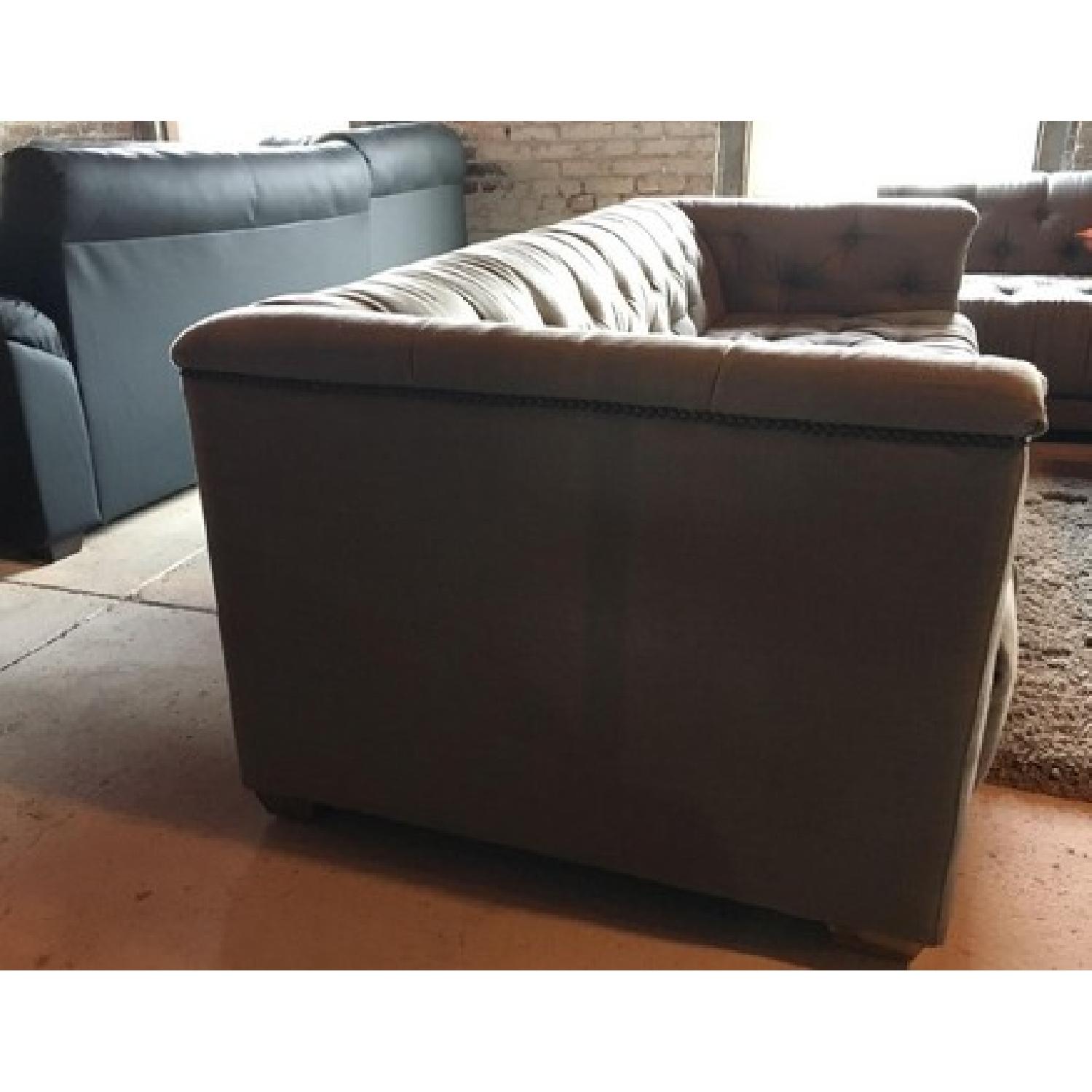 Restoration Hardware Tufted Grey Sofa - image-3